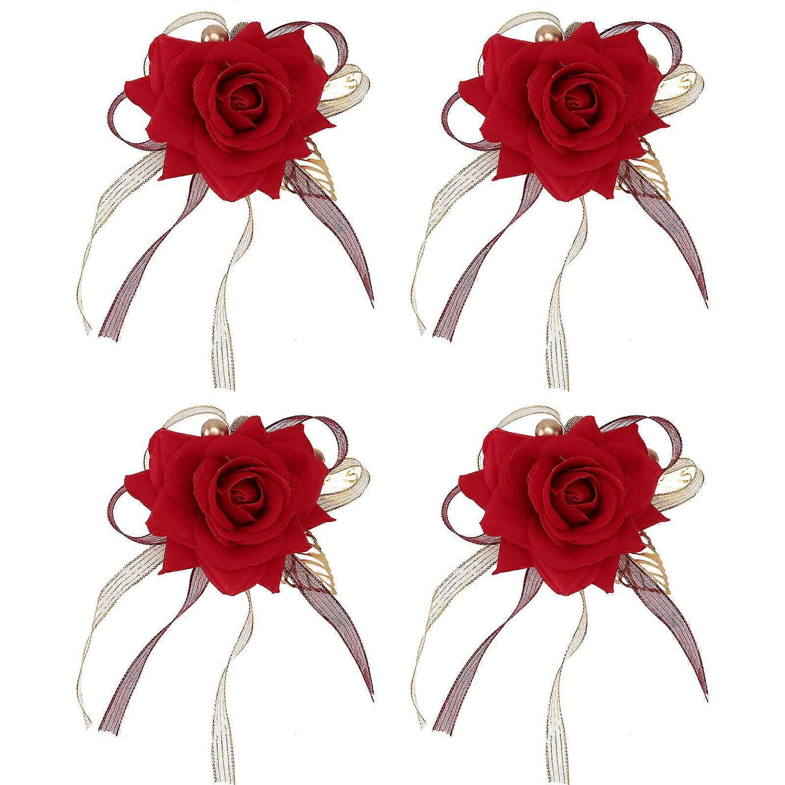 Simulation Rose Brooch Wedding Supplies for Romantic Decor 12Pcs