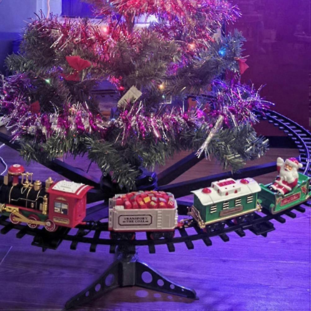 Coffret de train de Noël avec sons et lumières, mini train électrique, compatible avec la décoration de Noël et de la maison.