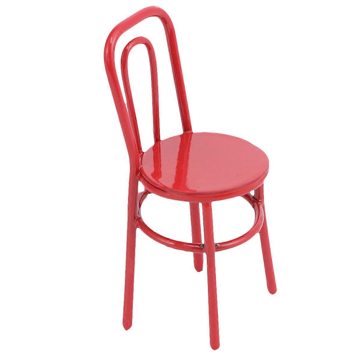 Red Mini Chair Model Alloy Decor for Miniature Scene with 2Pcs