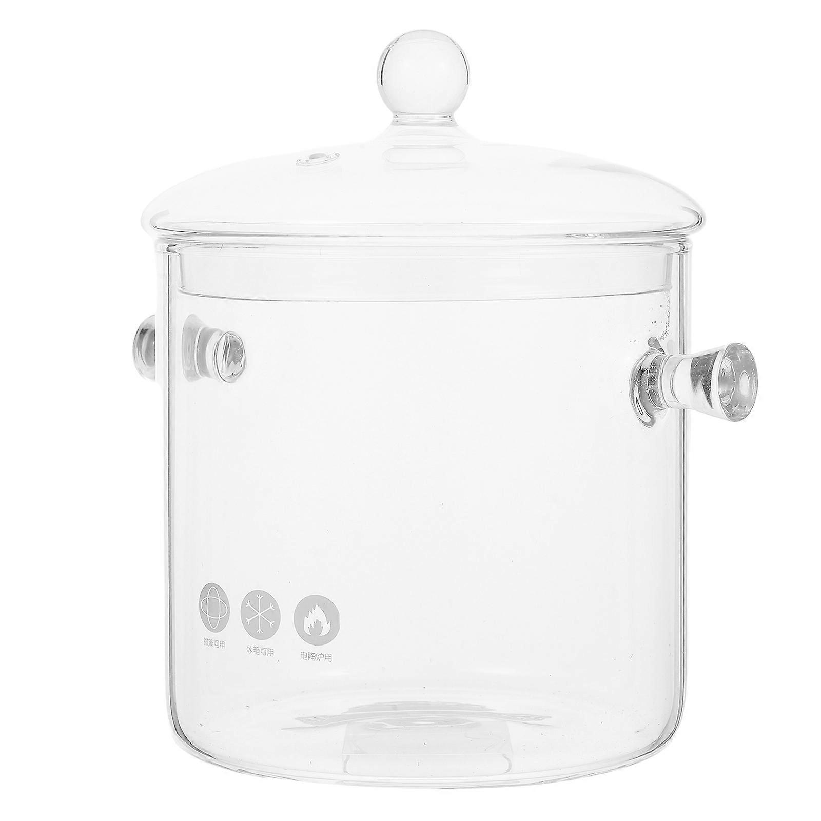 Transparent Glass Simmer Pot for Stewing 2.5L Pot with Lid for Home Use