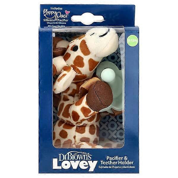 Dr. Brown's, Lovey, Happy PaciÃÂÃÂ¢ÃÂÃÂÃÂÃÂ¢, Silicone Pacifier & Teether Holder, 0-12 Months +, Giraffe, 2 Piece Set