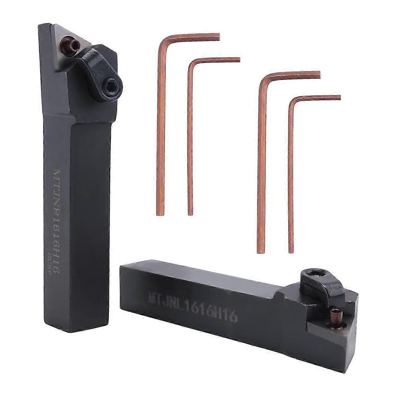 2Pcs Mtjnl1616H16 Mtjnr1616H16 Lathe Turning Tool Holder 16X100Mm For Tnmg Insert Kit 4 Wrench+2 Bor