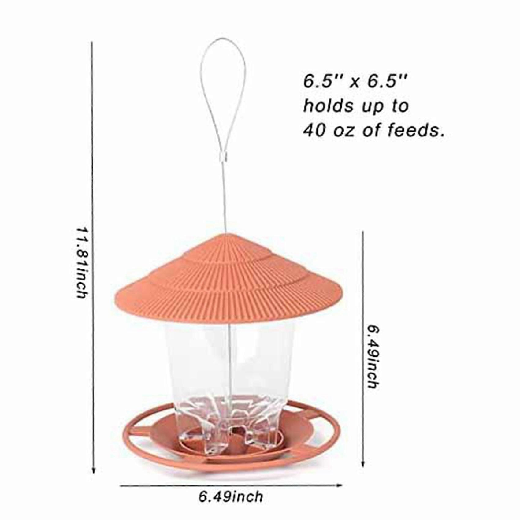 2X Wild Bird Feeder, Outside Squirrel Proof Bird Feeder, Hanging Wild Bird Feeder with Round Shaped Roof Brown