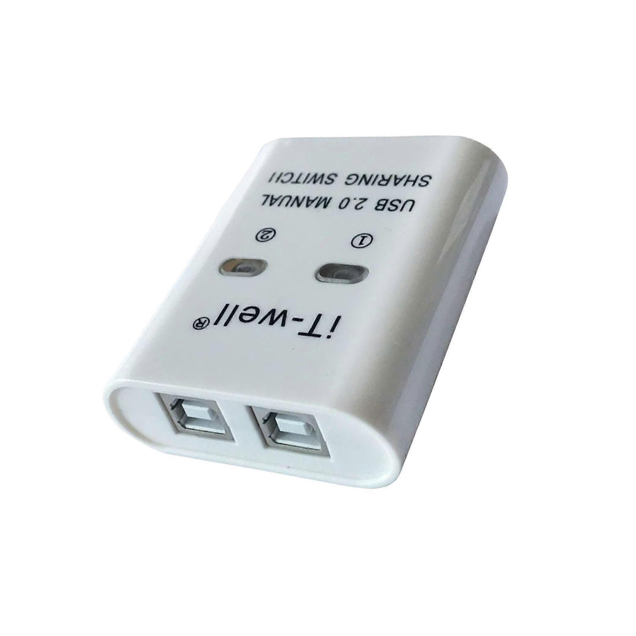 Portable 2 in 1 Out Splitter USB Printer Sharing Device Hub Plug and Play