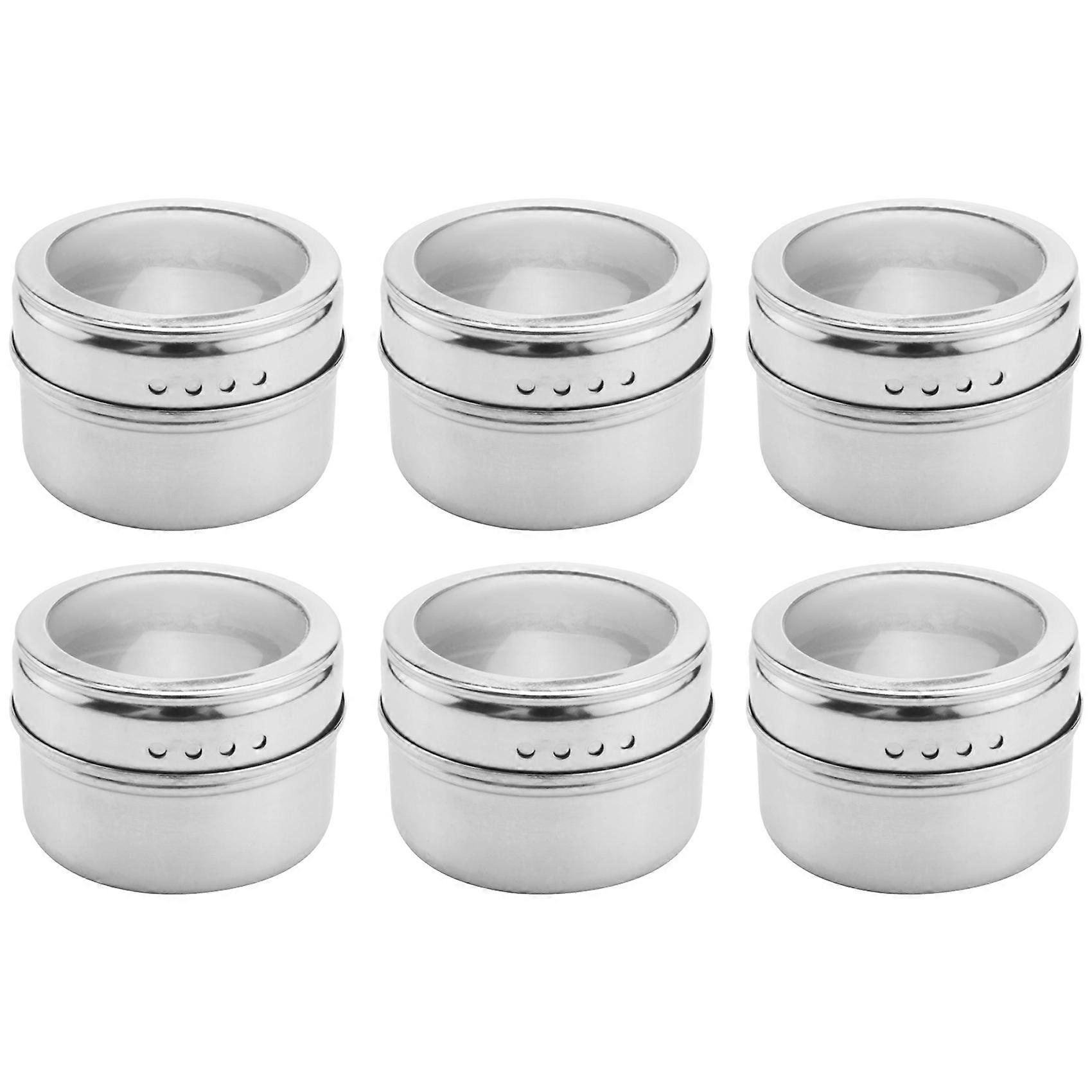 6pcs / set Clear Lid Magnetic Spice Jar Kitchen 