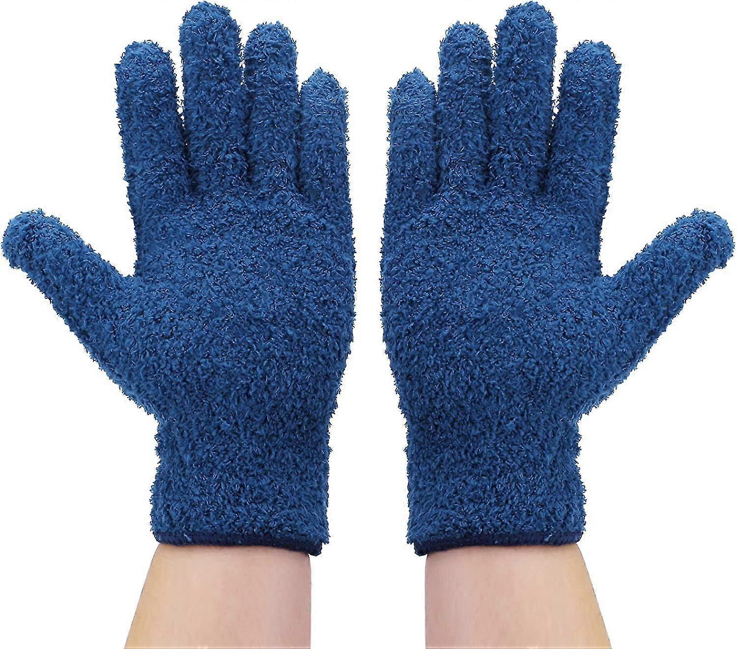 1 par mikrofiber støvhansker fleksibel og praktisk støvhanskedark blå