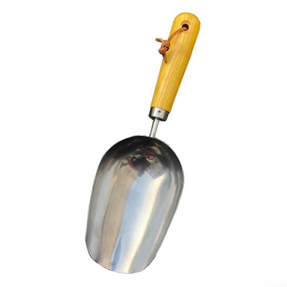 Stainless Steel Potting Scoop With Ash Wood Handle Model 2 For Efficient Soil Handling