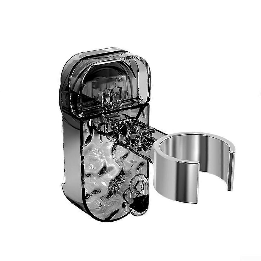 Water Ripple Hair Dryer Storage Rack With Suction Cup 360 Rotation Adjustable Height Cord Management Transparent Gray