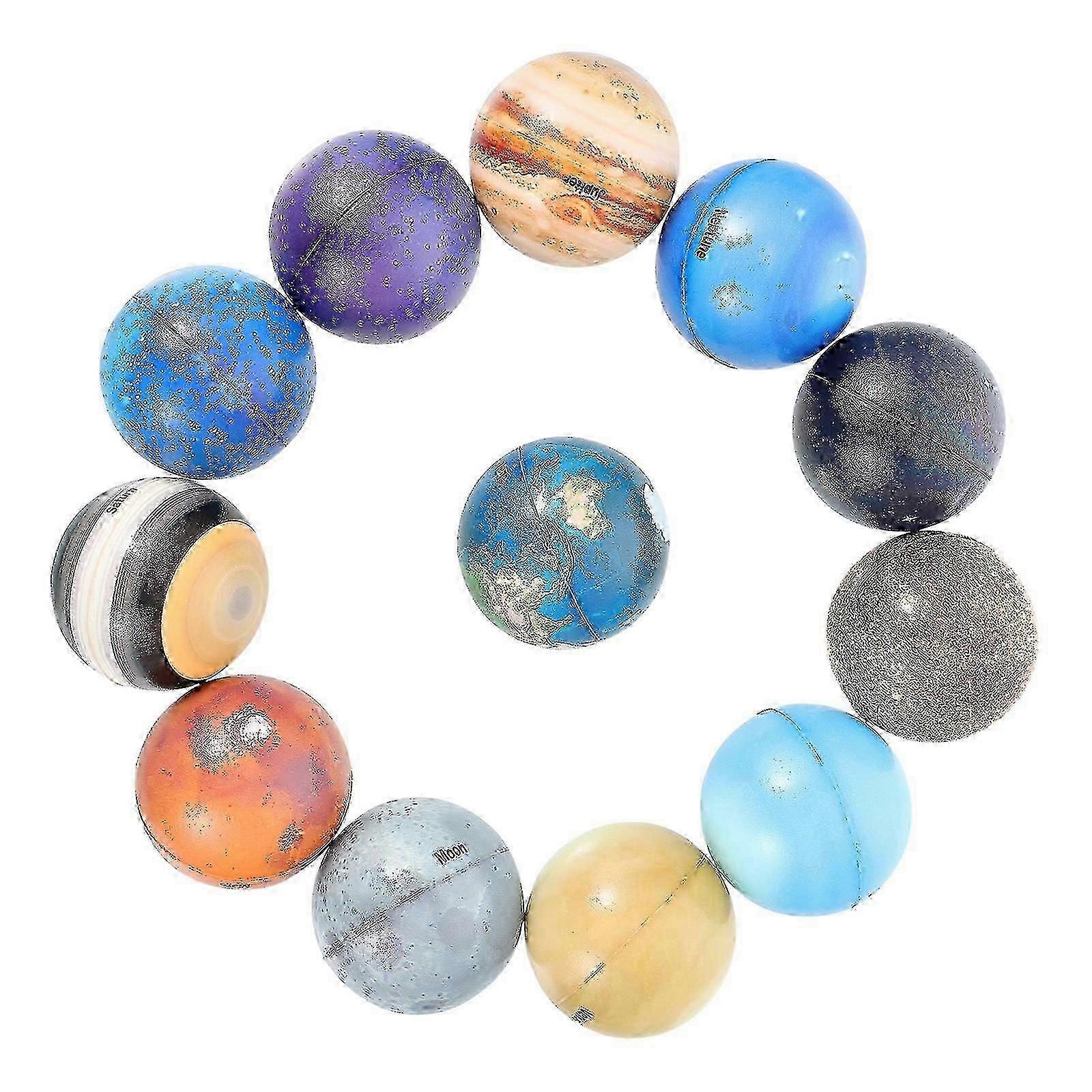 12pcs Planets Bouncy Balls Stress Relief Balls Decompression Balls Playthings