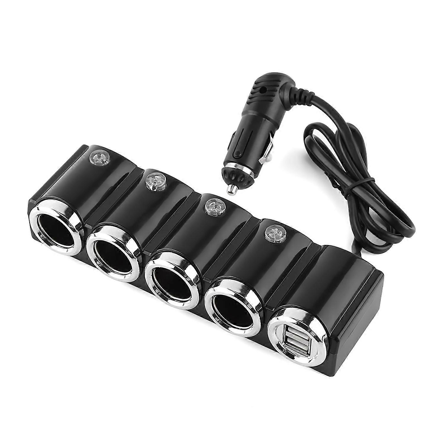 DC 12V/24V USB 4 Way Car Cigarette Lighter Socket Splitter Power Charger Adapter Popular