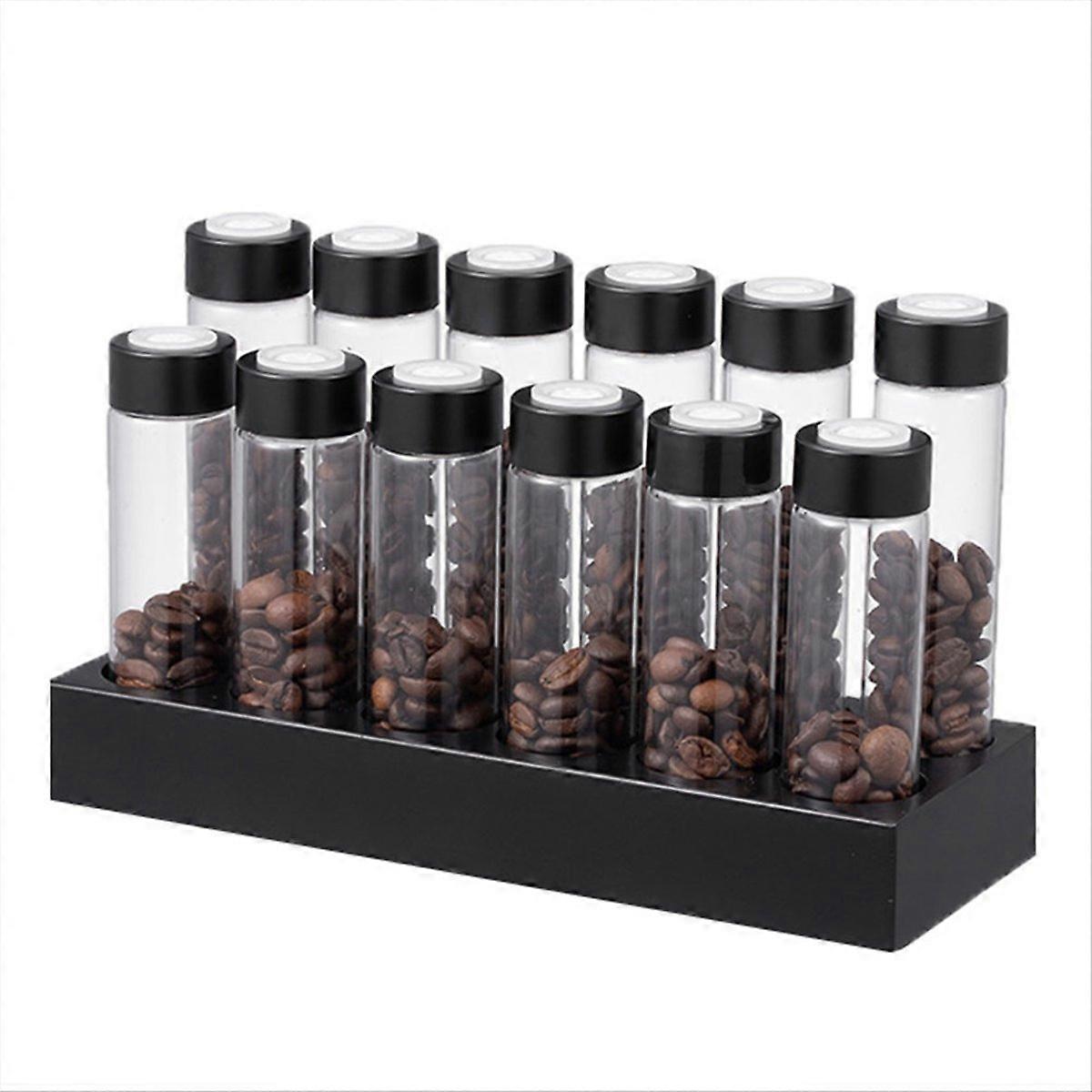 Coffee Beans Storage Container Display Rack Walnut Tea Tube Bottle