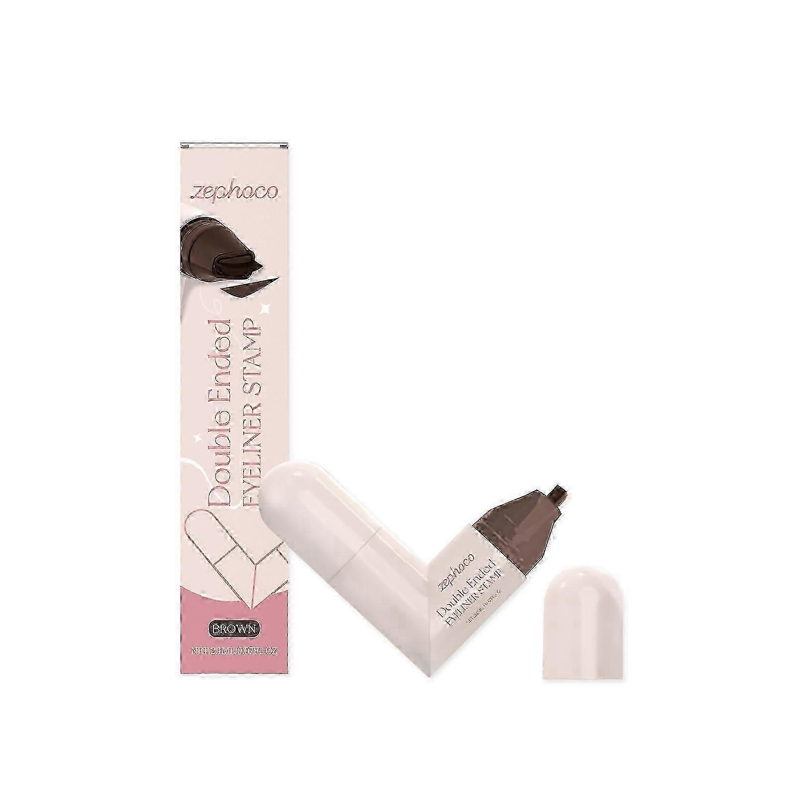 Zephoco Brown مزدوج الطرف مقاوم للماء ختم قلم تحديد العيون تطبيق لون ناعم ، سهل التطبيق ، محمول لمناسبات متعددة