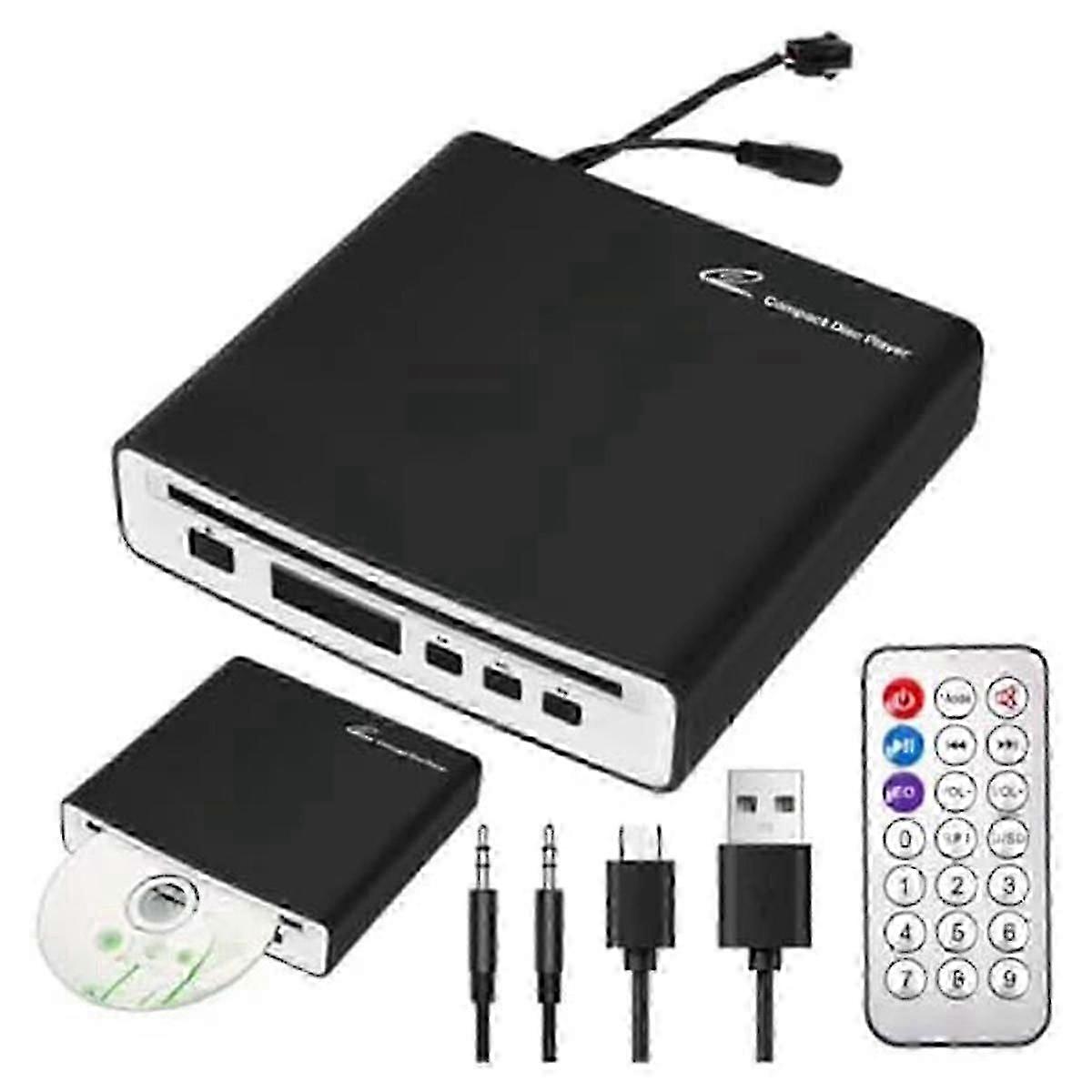 Externer universeller Auto-CD-Player, Fahrzeug-CD-Player, tragbarer CD-Player, kompatibel mit Auto/TV/Laptop mit USB- oder Typ-C-Anschluss, AUX-Anschluss