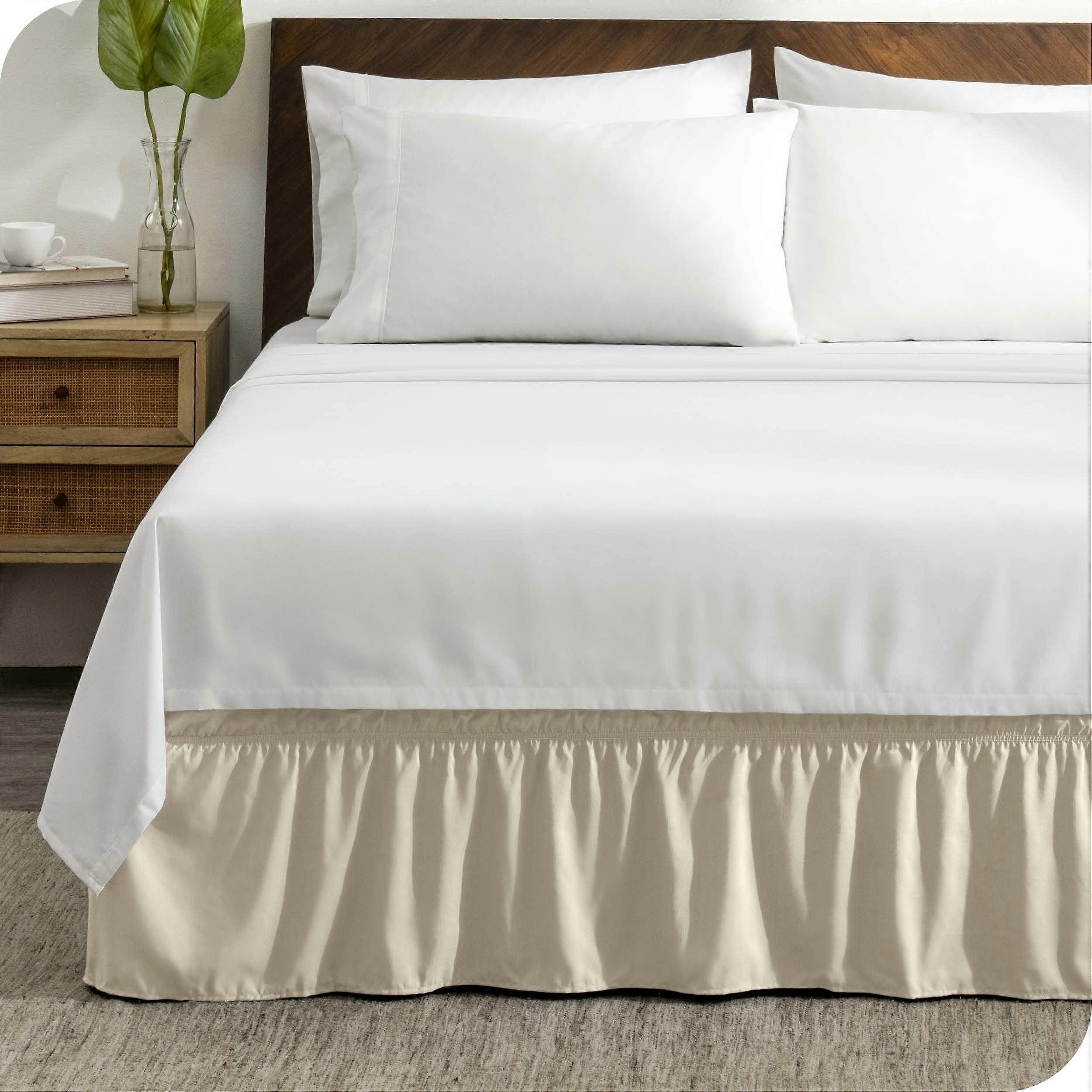 Bare Home Adjustable Wrap Around Bed Skirt Twin - Sand