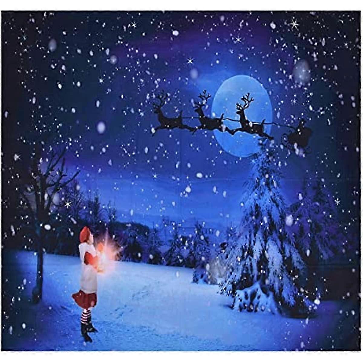 Christmas Tapestry Christmas Fireplace Christmas Tapestry Polyester Fiber Christmas Tree Santa Claus Pattern Hanging for Party Home Christmas Decorati