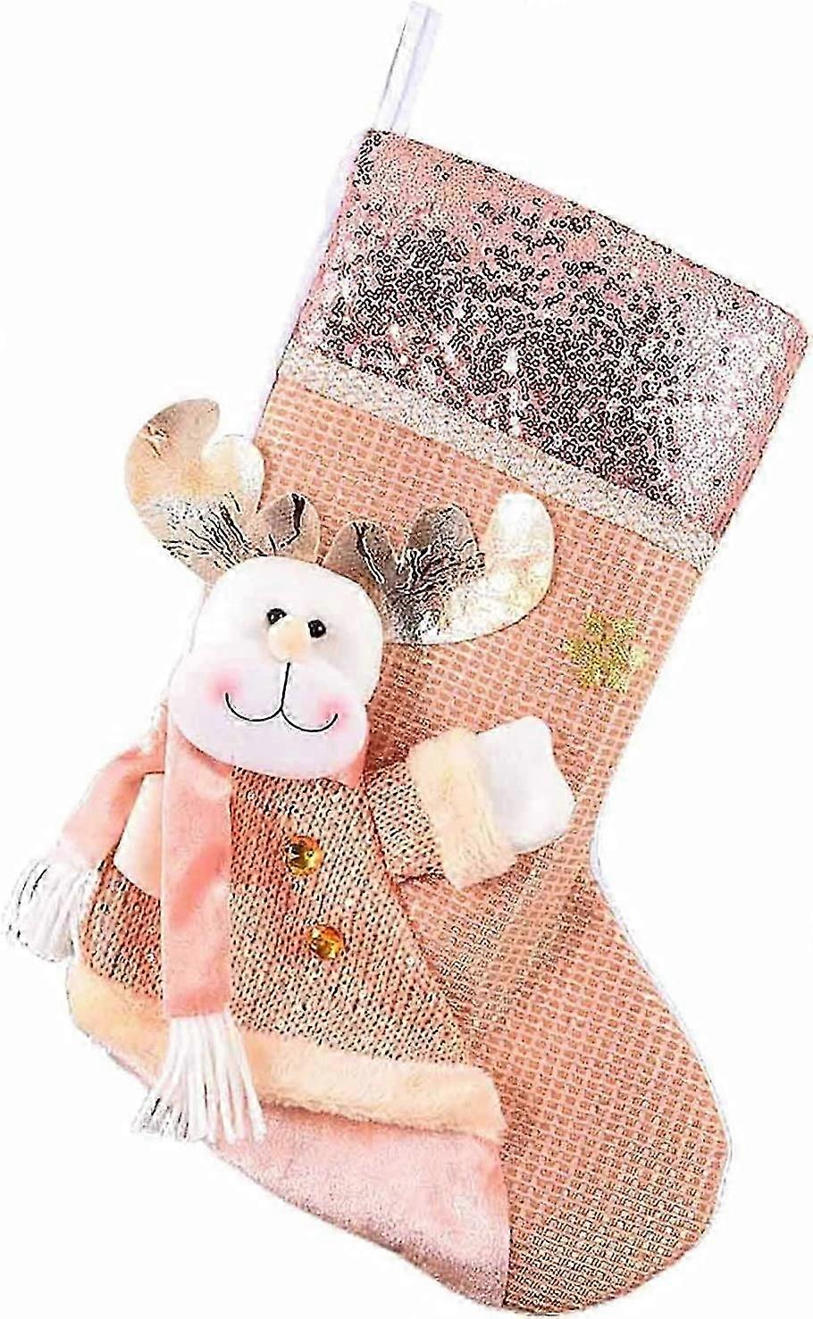 圣诞礼品袋圣诞装饰复古风格雪人驯鹿挂壁炉架圣诞树鹿