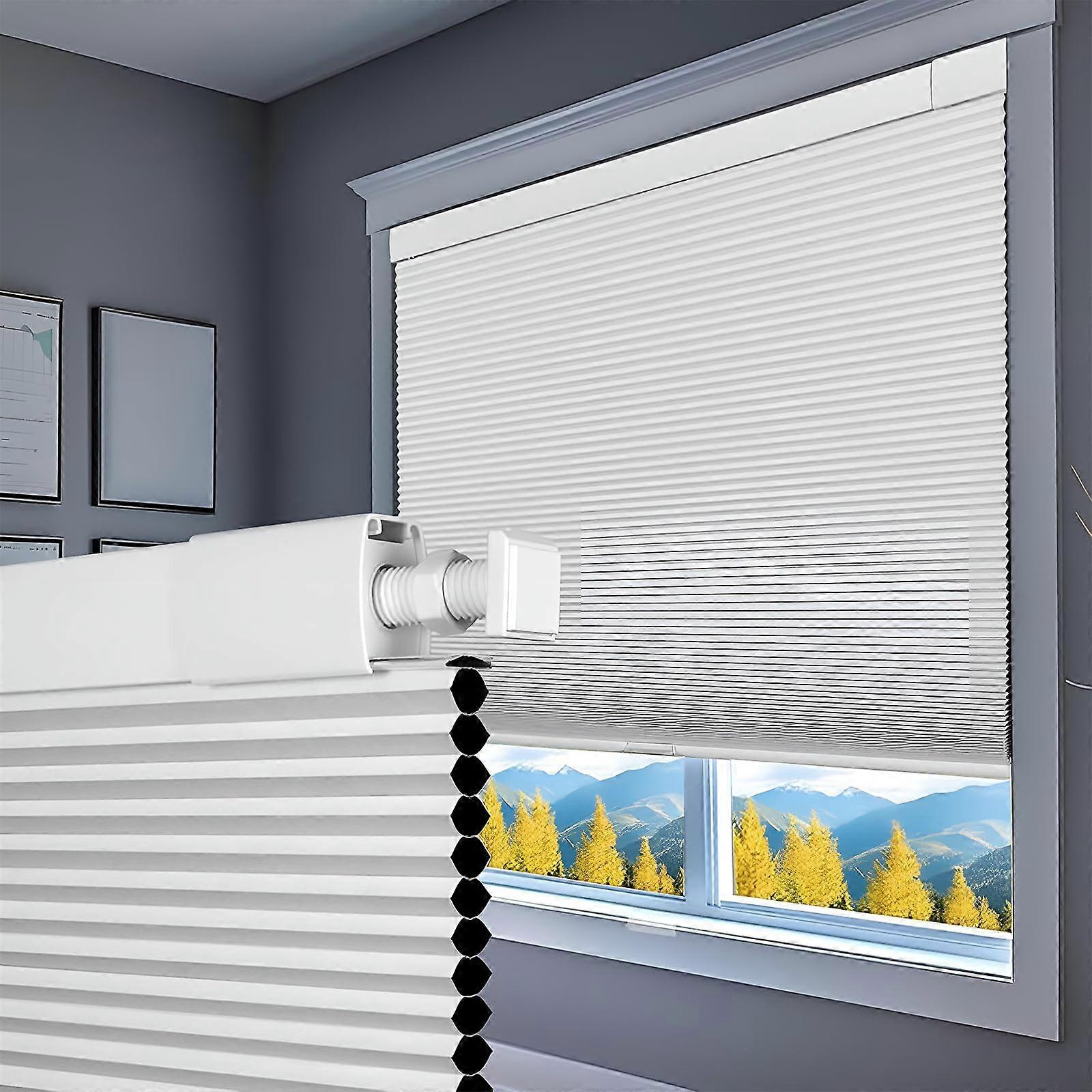 No Drill Cordless Cellular Blinds White 123cm W X 180cm H Blackout Honeycomb Shade Custom Privacy Insulation Easy Fit