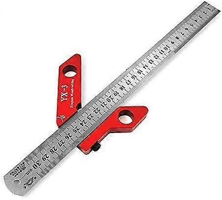 Center Line Scriber, 45/90 Degree Right Angle Line Gauge Carpenter Ruler, Woodworking Aluminum Alloy Center Scribe Square Center Scribe Measuring Tool