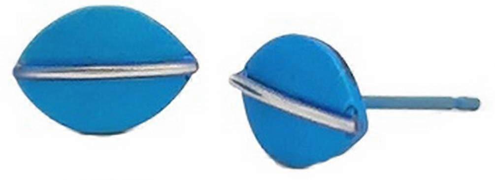 Ti2 Titanium Jungle Shield Stud Earrings - Dark Blue