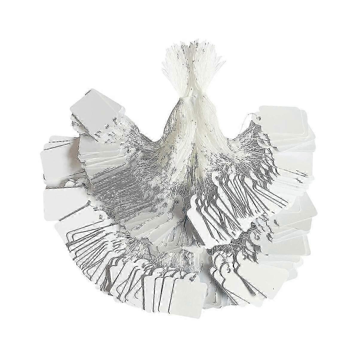 1000pc White Paper Price Tags with String, Small Labels for Clothing Retail Pricing