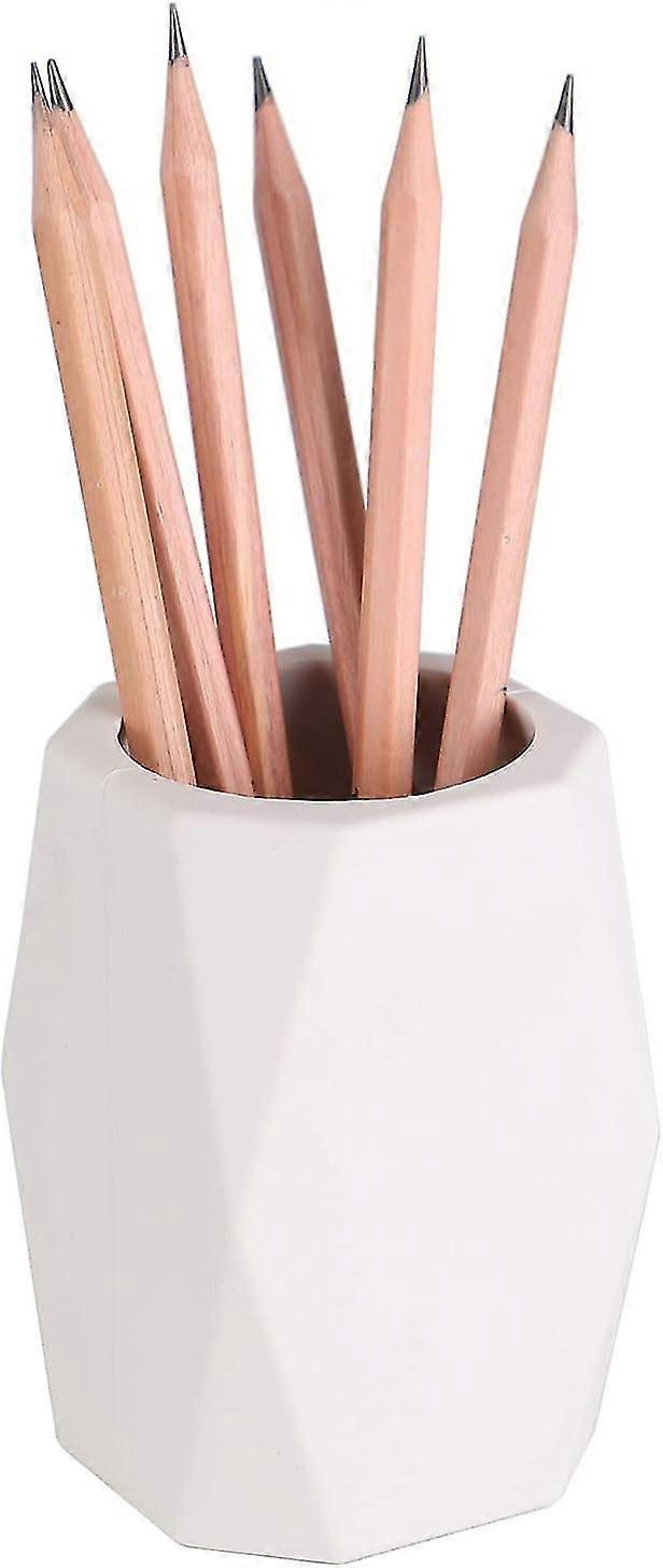 Silikon-Stifthalter Geometrischer Stifthalter Schreibtisch Schreibwaren Aufbewahrungsbox Make-up-Pinselhalter (weiß)