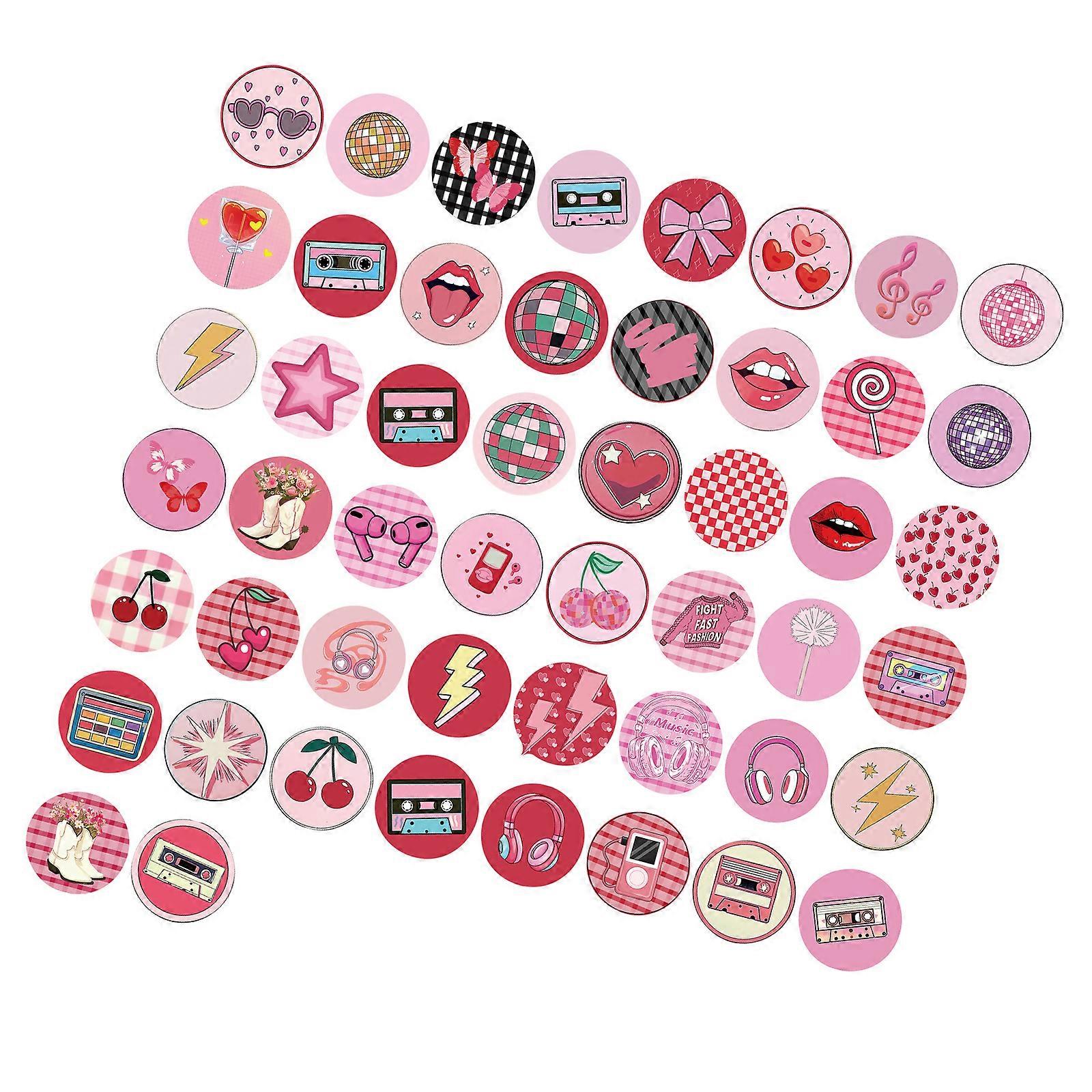 Reusable Cherries Theme Stickers Decals Removable Adhesive For Notebook Electronics Accessories Scrapbook Decoration 50x Multicolor