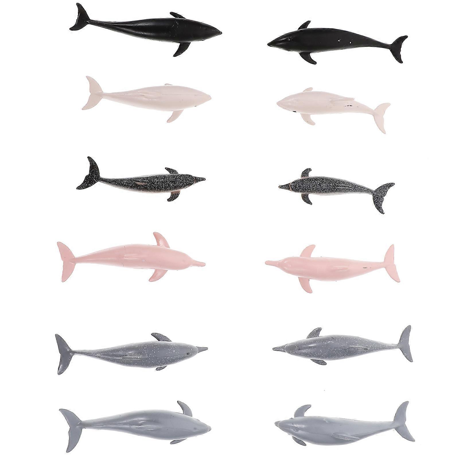 Small Plastic Dolphins Simulation Dolphin Models Marine Animal Educational Tool For Children 12Pcs