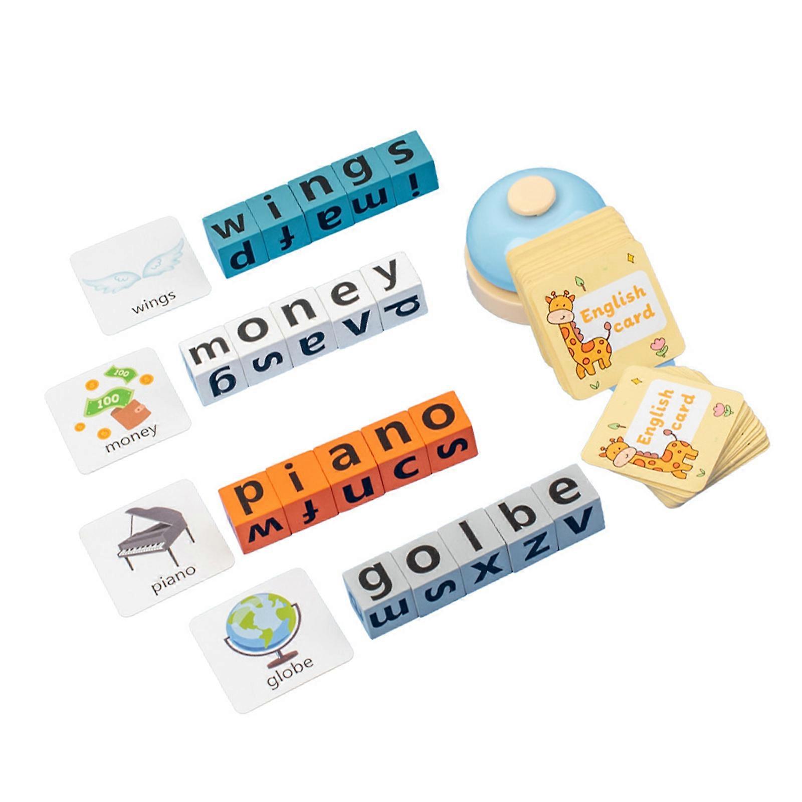 Children Word Spelling Game Interactive Puzzle Learning Card Tabletop Educational Toy For Toddler Cognitive Skill Multicolor