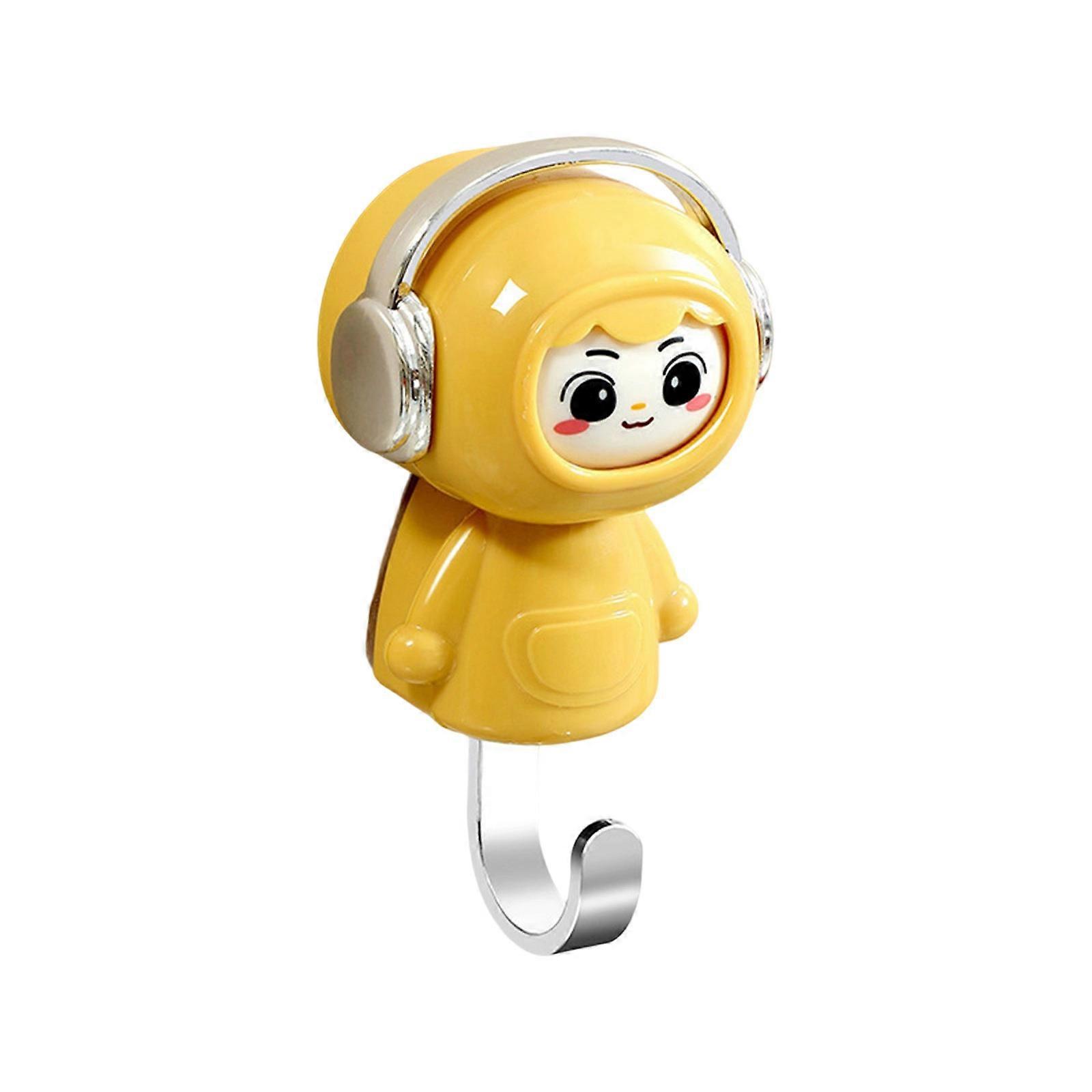 Strong Adhesive Removable Hook Face Changing Girl Hanger For Entry Closet Offices Space Saving Solution  Yellow