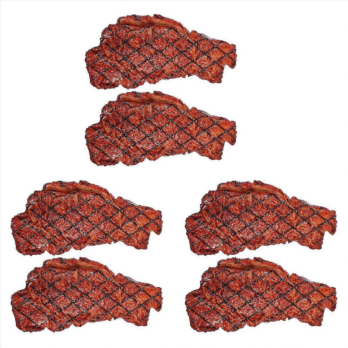 6Pcs Artificial PVC Steak Simulation Food Model Cooked Roast Beef Meat Home Kitchen Market Display P