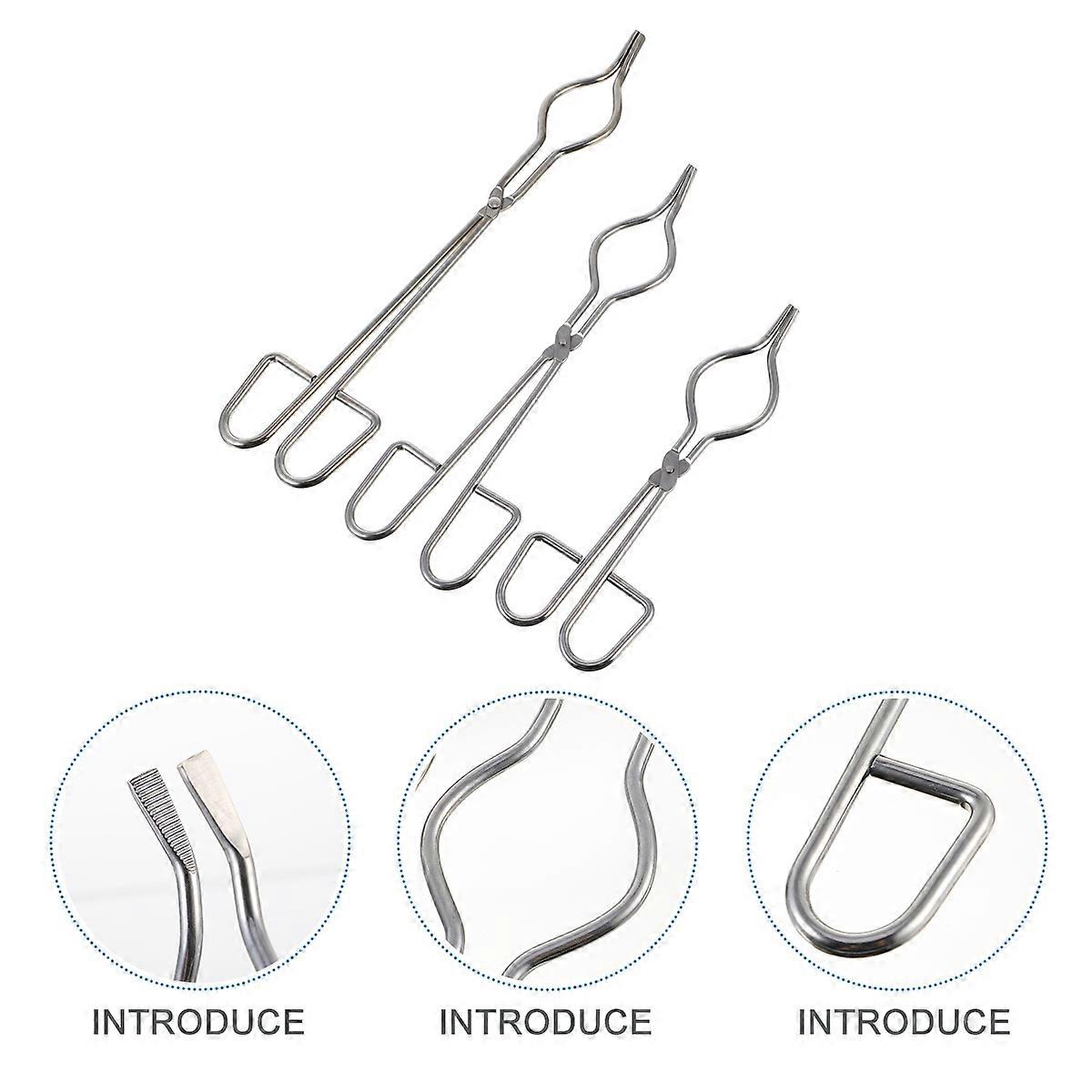 3PCS Laboratory Flask Clamp Crucible Clamp High Temperature Ceramic Clamp