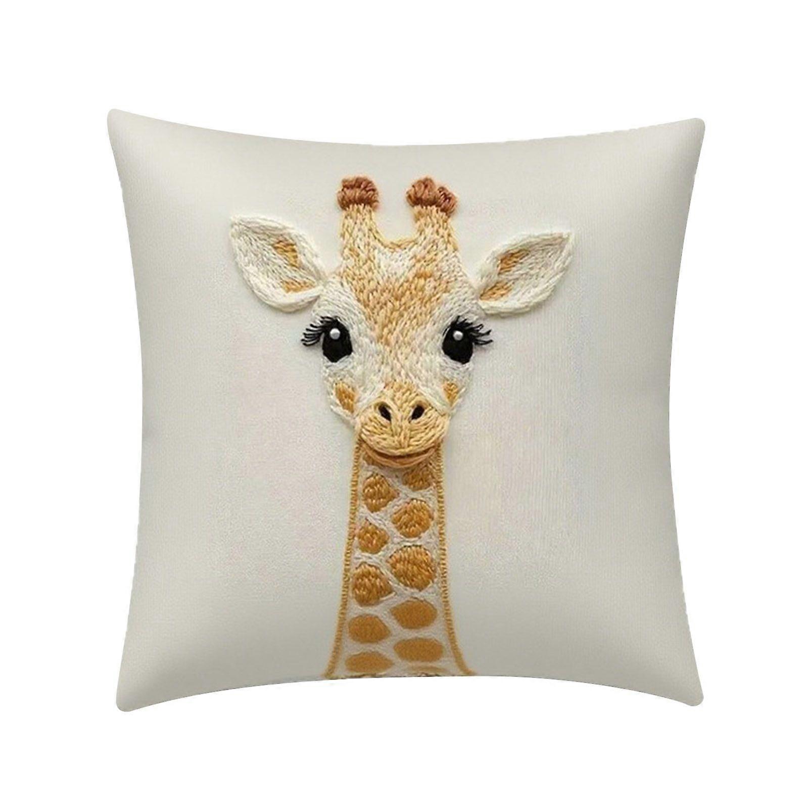 Giraffe Pattern Throw Pillowcase Removable Washable Pillow Cover 2D Flat Printing Pillow Case Home Sofa Decor