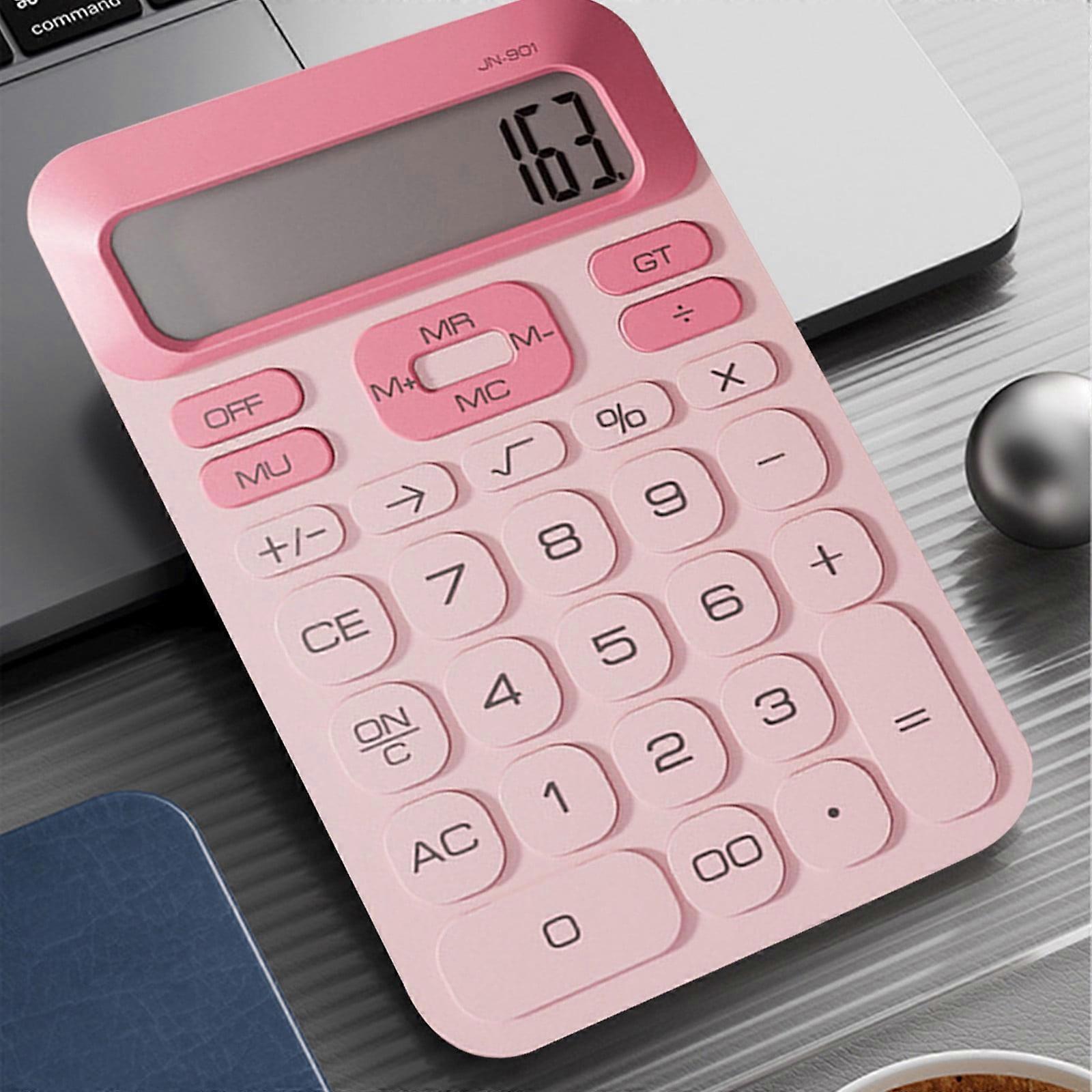 Cute 12-digit portable scientific calculator for students, mini body with plastic keys, non-slip pad, clear layout. Compatible with student needs.