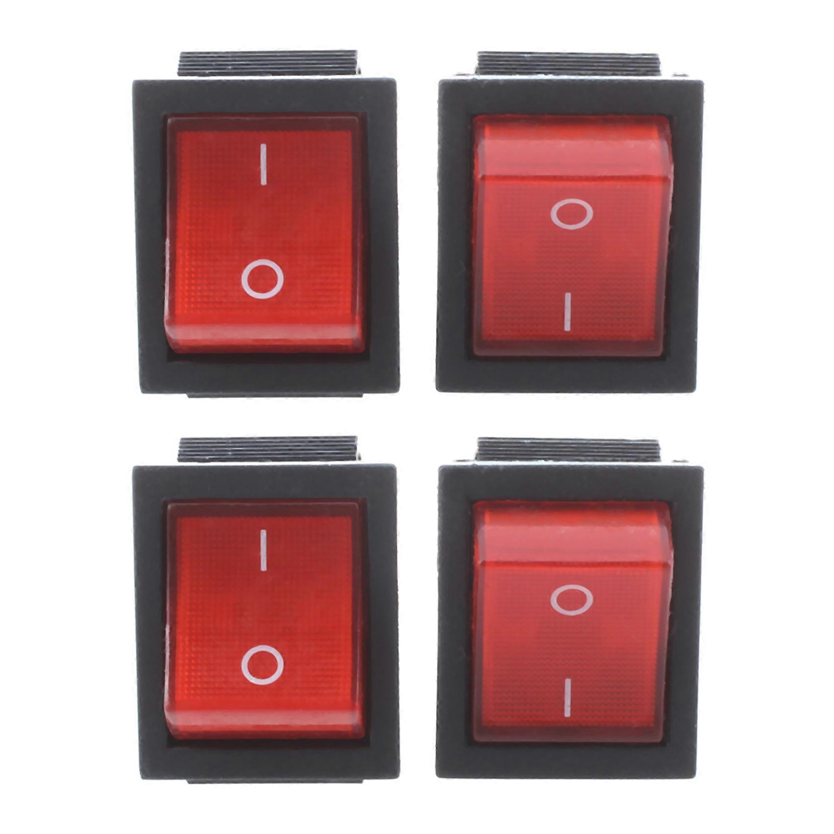 16A/250VAC 20A/125VAC Red Indicator Light 4 Pin ON/OFF DPST Rocker Switch 4 Pcs