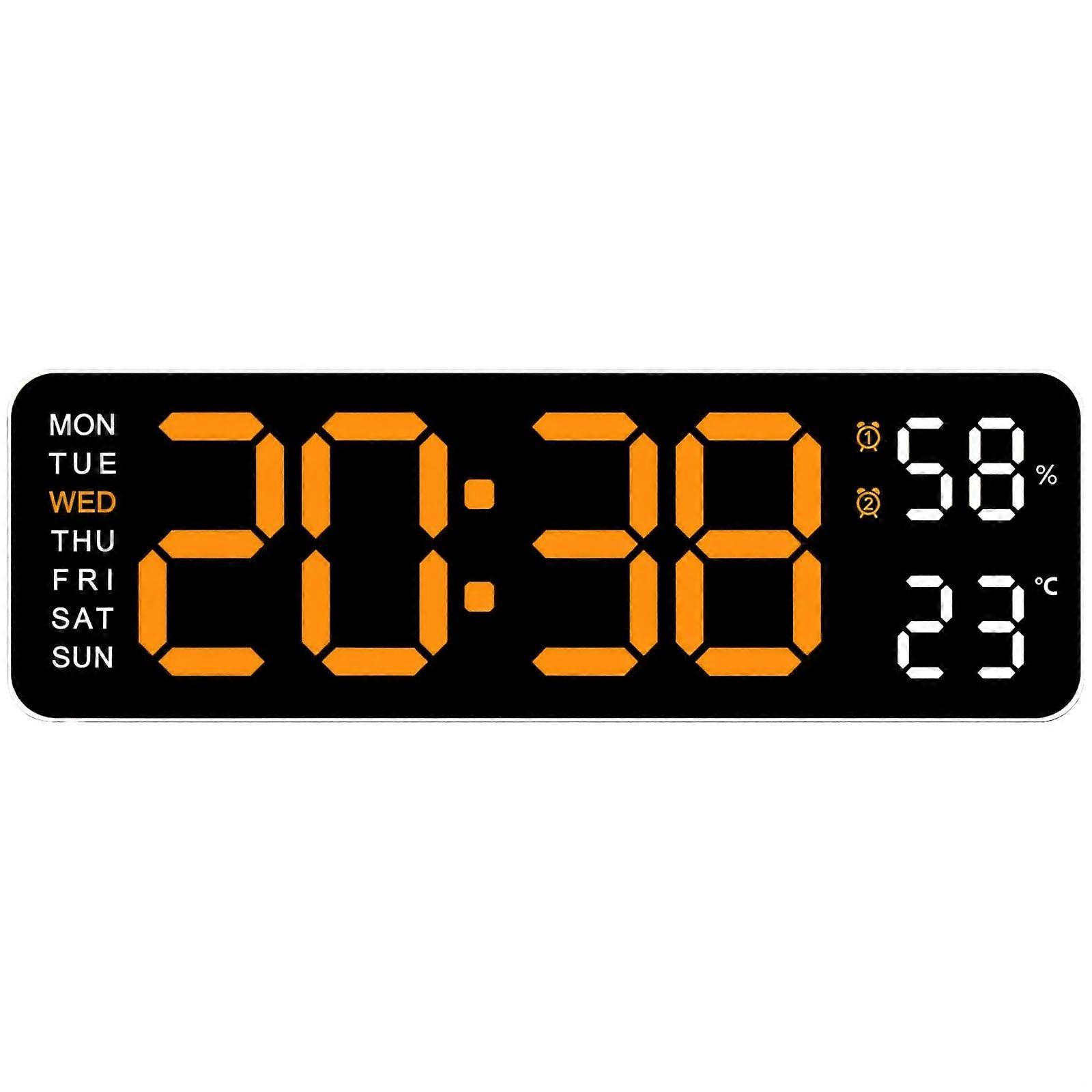 Large Digital LED Wall Clock with 9Inch HD Display, USB Powered, Dual Alarm for Home or Office