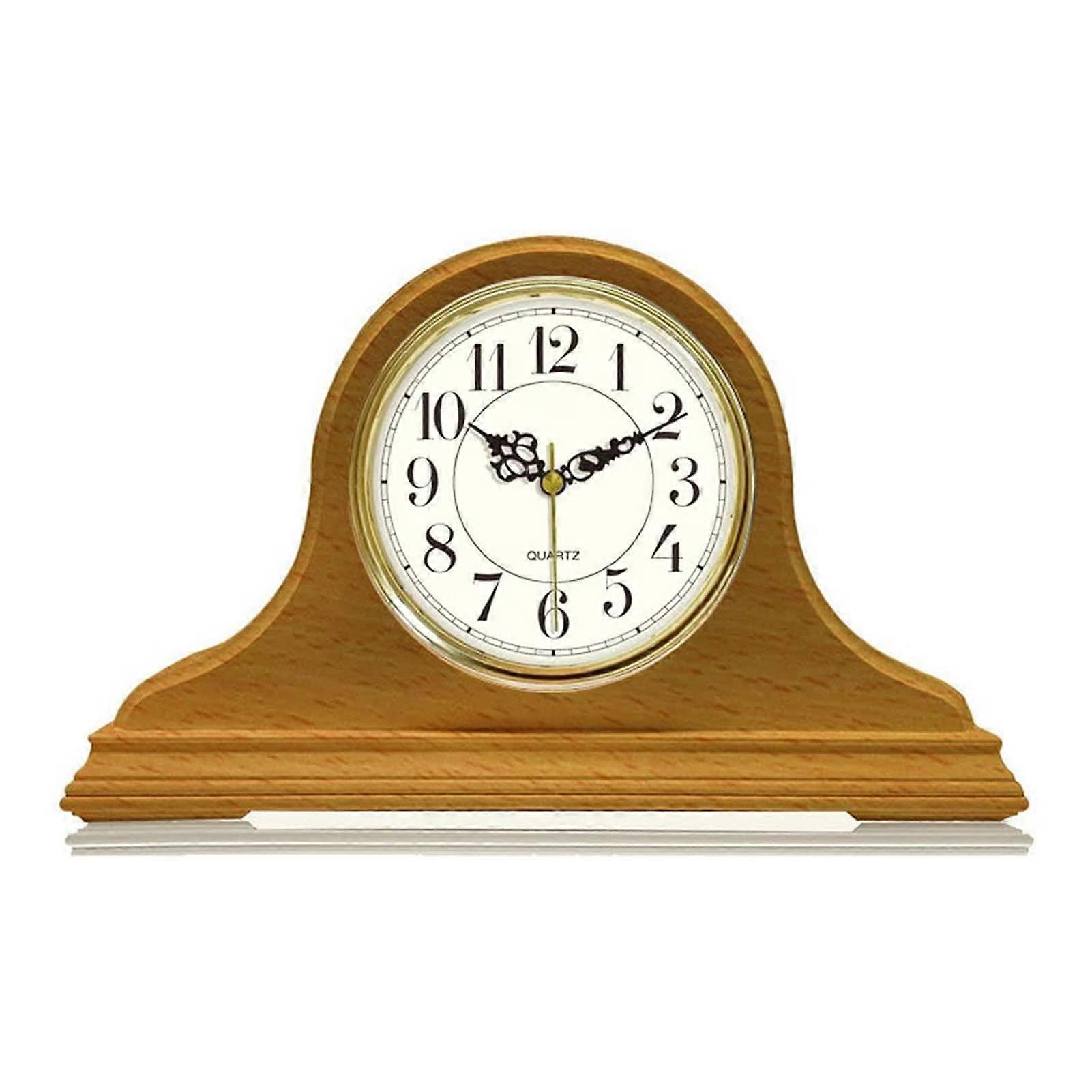 Mantel Clock with Chime, Solid Wood Battery Operated Decorative Shelf Clock for Living Room