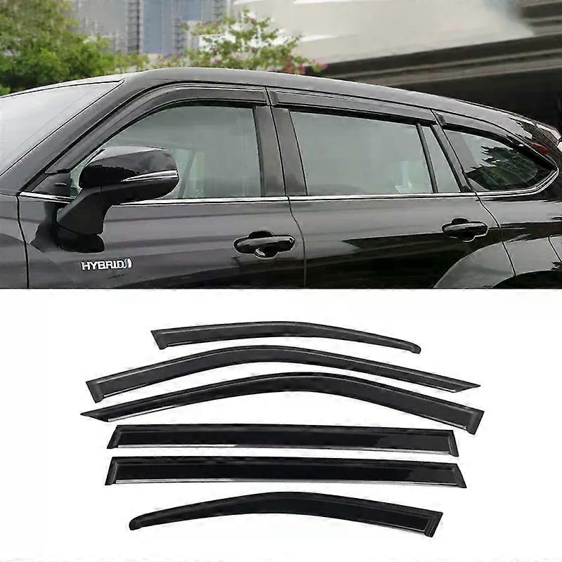 Apply 6pcs For Toyota Highlander/Kluger 2021 2022 2023 2024 Side Window Deflector Rain Shield Guard Black