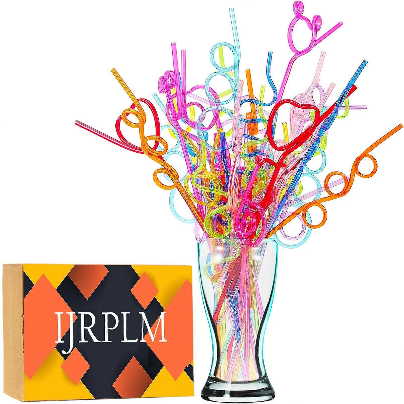 40pcs Crazy Drinking Straws Assorted Colors Loop Shapes for Kids Birthday Party Classroom Activities