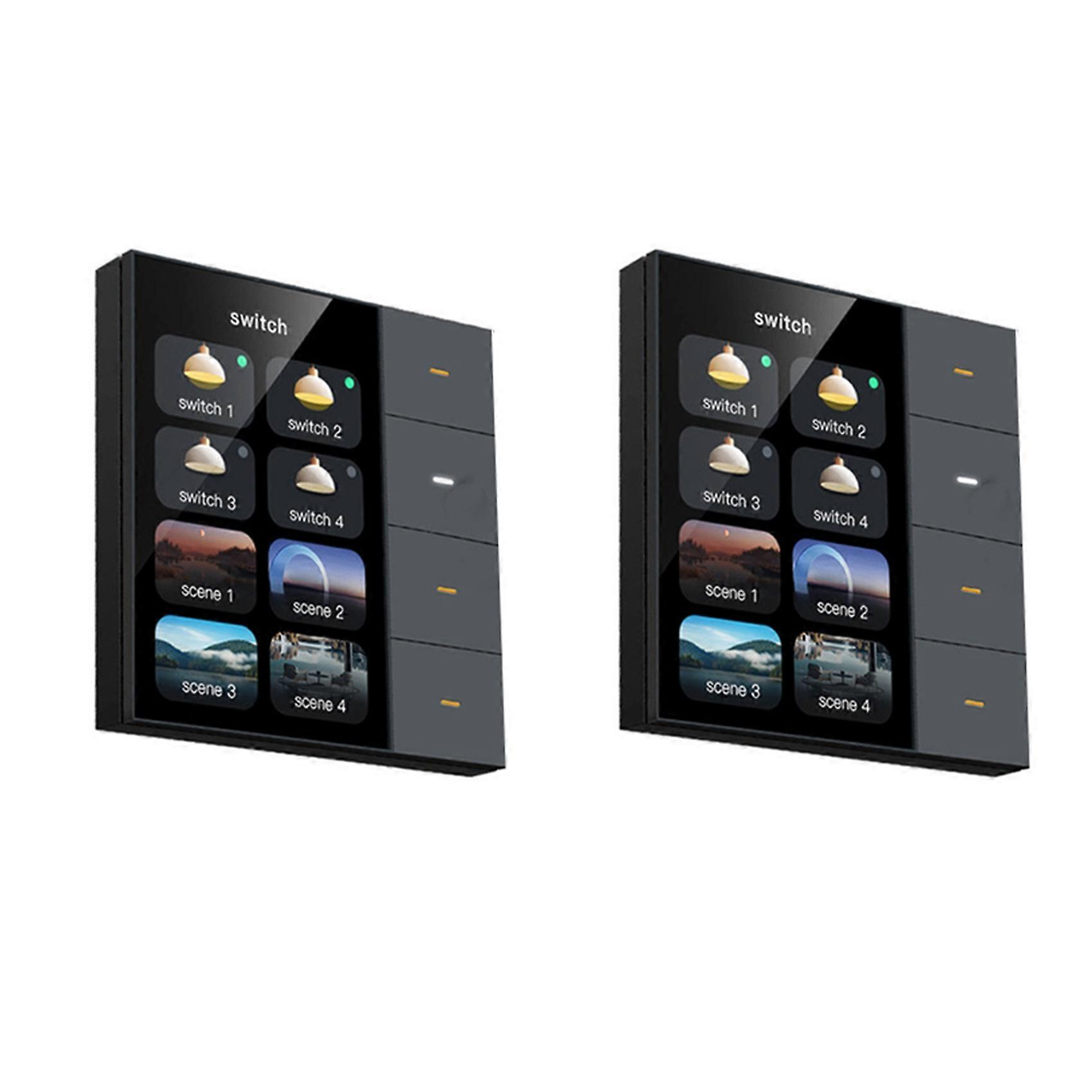 2pc 3.5Inch Smart Wall Switch Touch Screen 4 Groups Switch 8-Way Scene Radar Sensor Dimming Switch Curtain Tuya Zigbee A