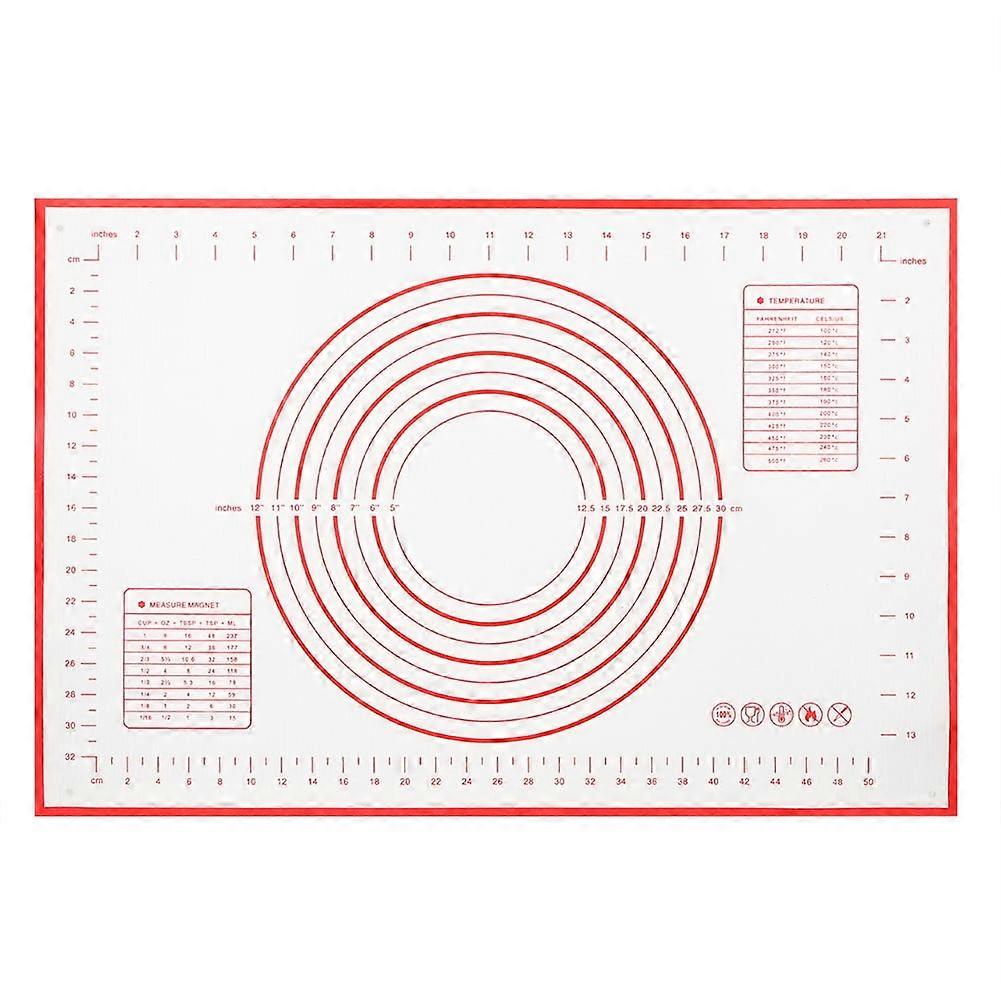 Dekaim Dough Mat, Kitchen Baking Tools Non-Stick Silicone Rolling Kneading Dough Mat with Scales for Home Use(Red 40x60cm)