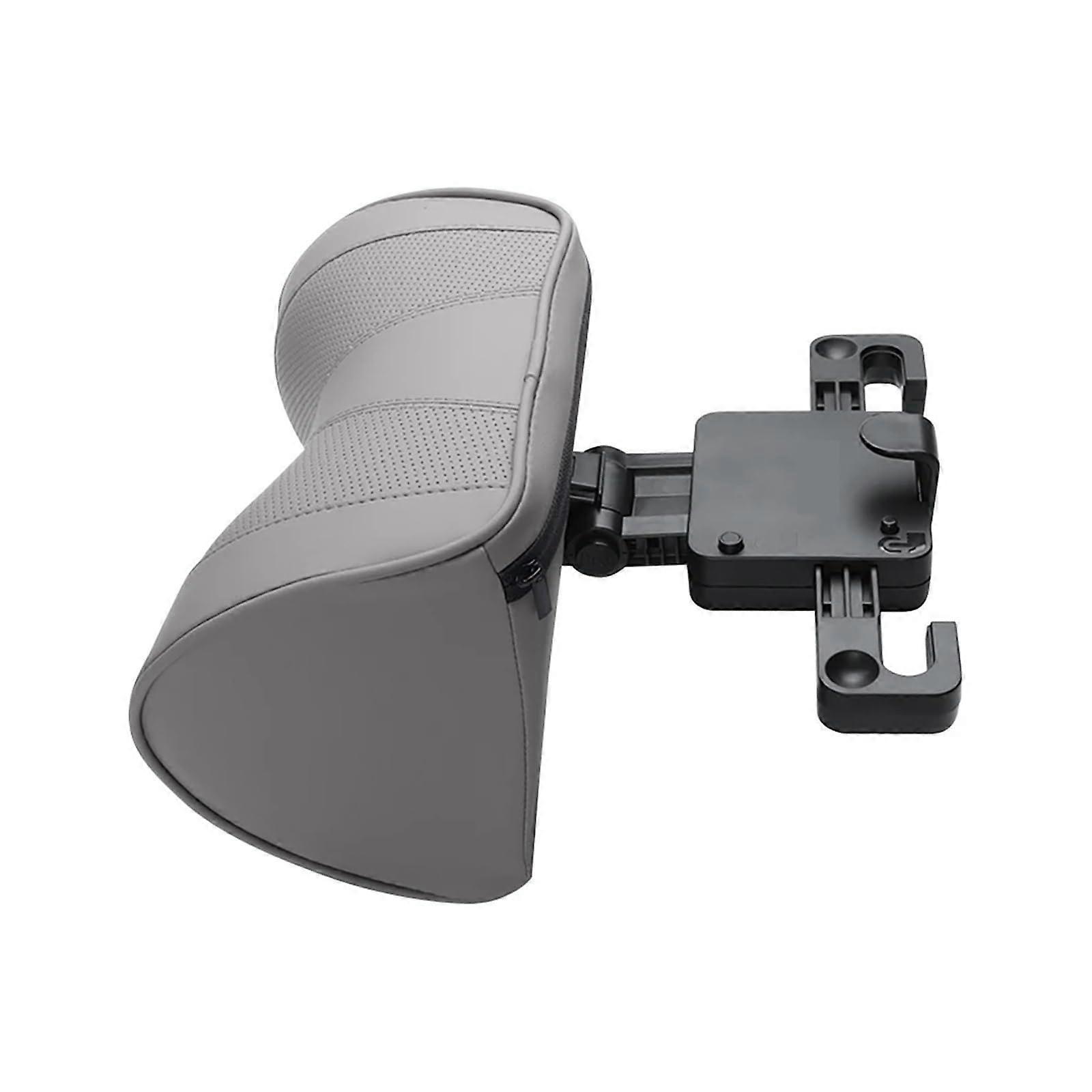 Car Headrest Pillow with Memory Foam Neck Shoulder Support, Adjustable Leather Seat Belt Cushion, Gray