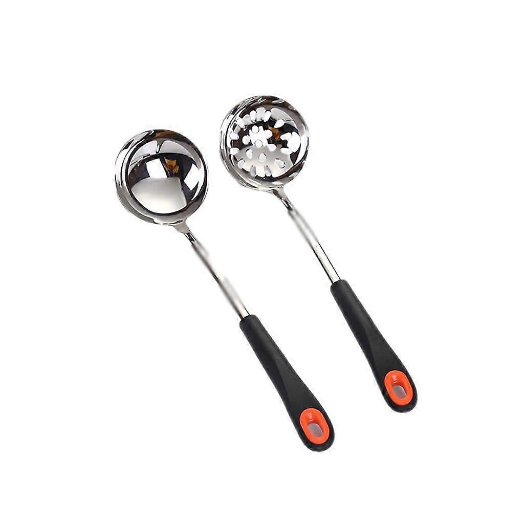Soup Ladle Set, Stainless Steel AntiScald Long Handle Spoon with Hook for Cooking and Serving