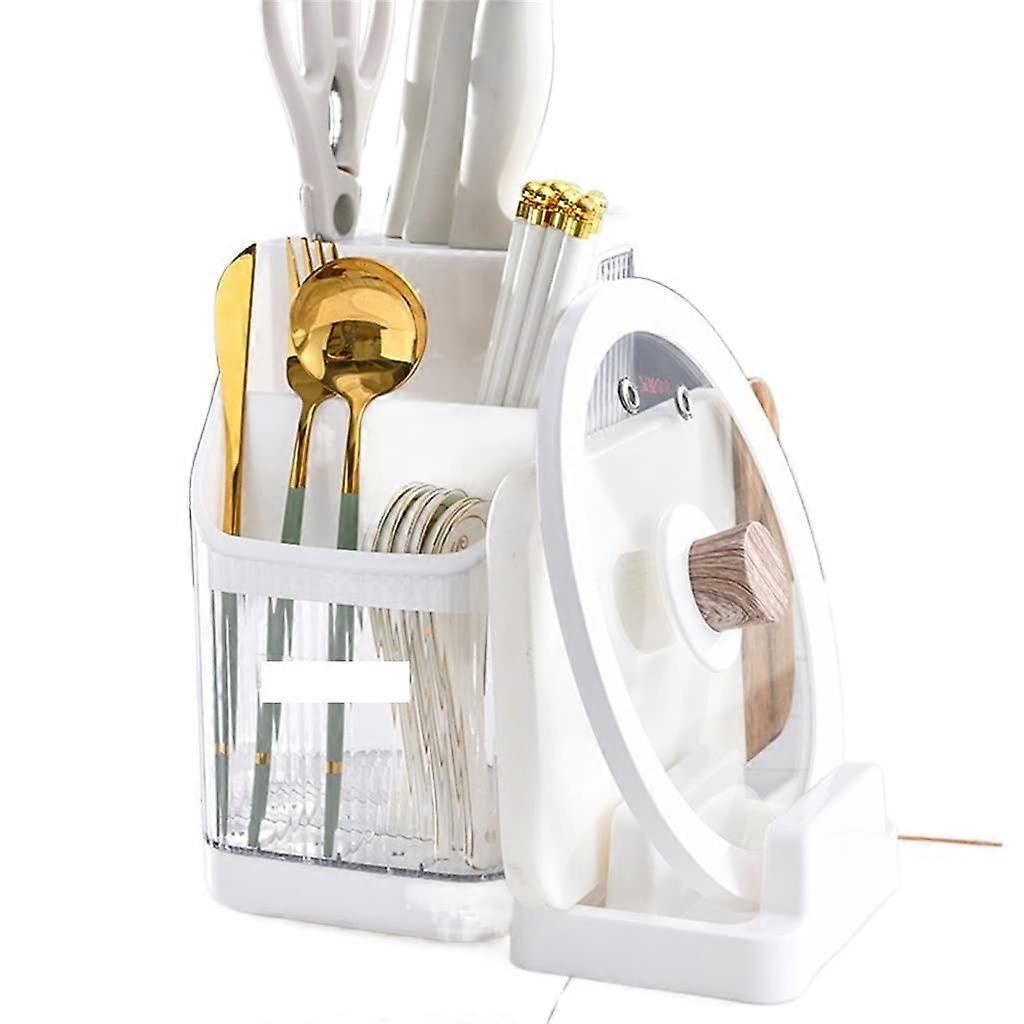 Kitchen Utensil Organizer with MultiZone Storage for Pot Lids and Cutlery, SpaceSaving Countertop Holder
