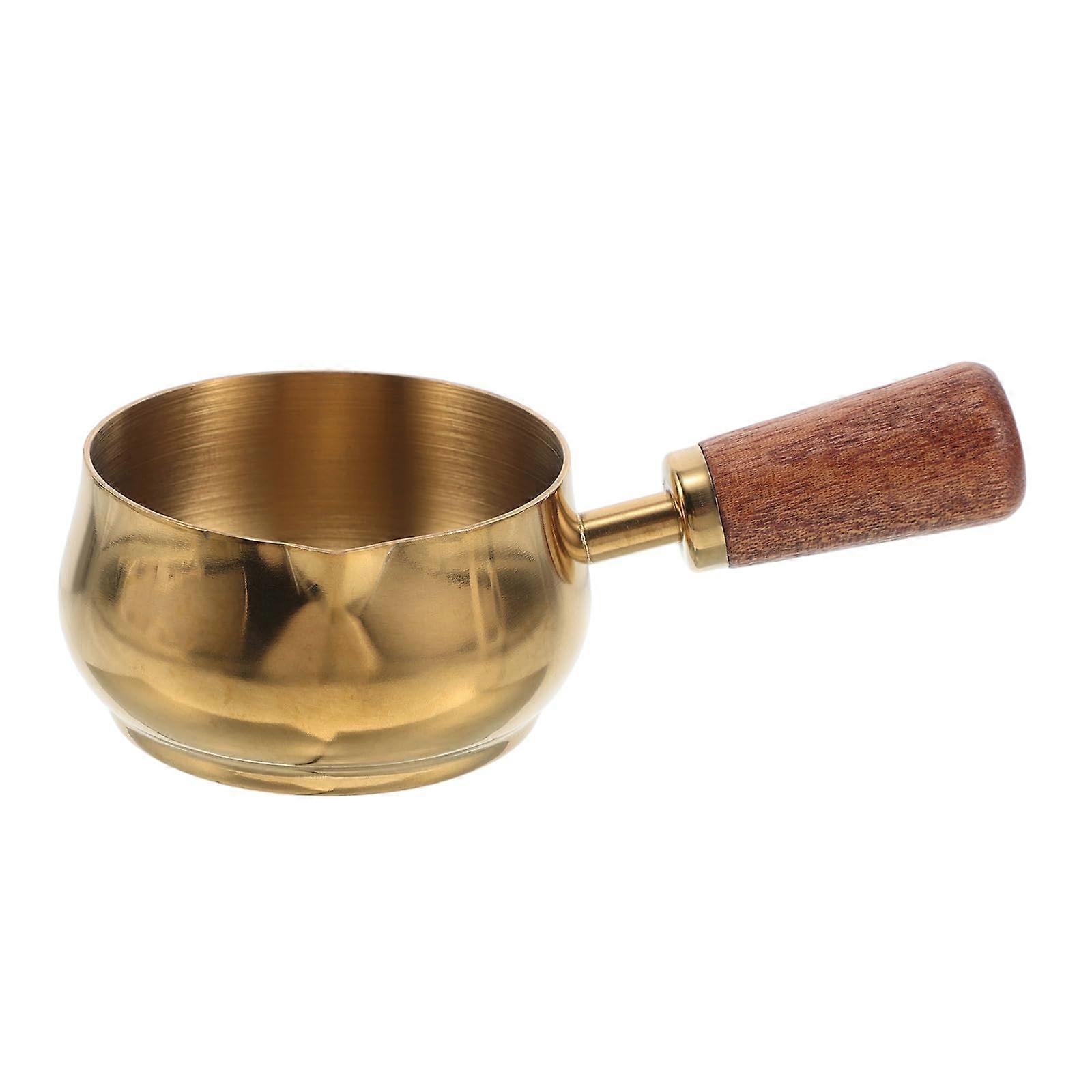 Stainless Steel Sauce Cup 180ml with HeatResistant Wood Handle for Chocolate Melting and BBQ
