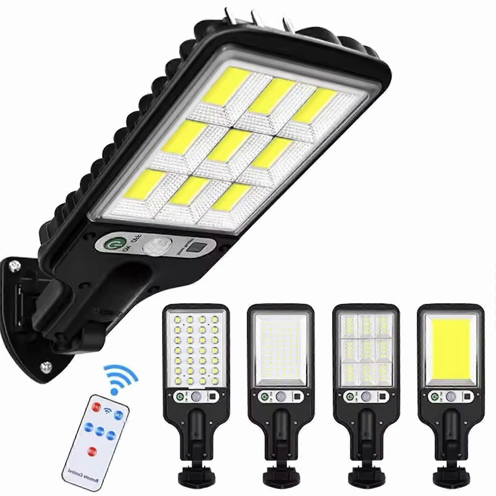 Outdoor Solar Street Light with Motion Sensor, IP65 Waterproof LED Security Wall Light with Remote, 2 Pack 120 COB for Garden and Driveway