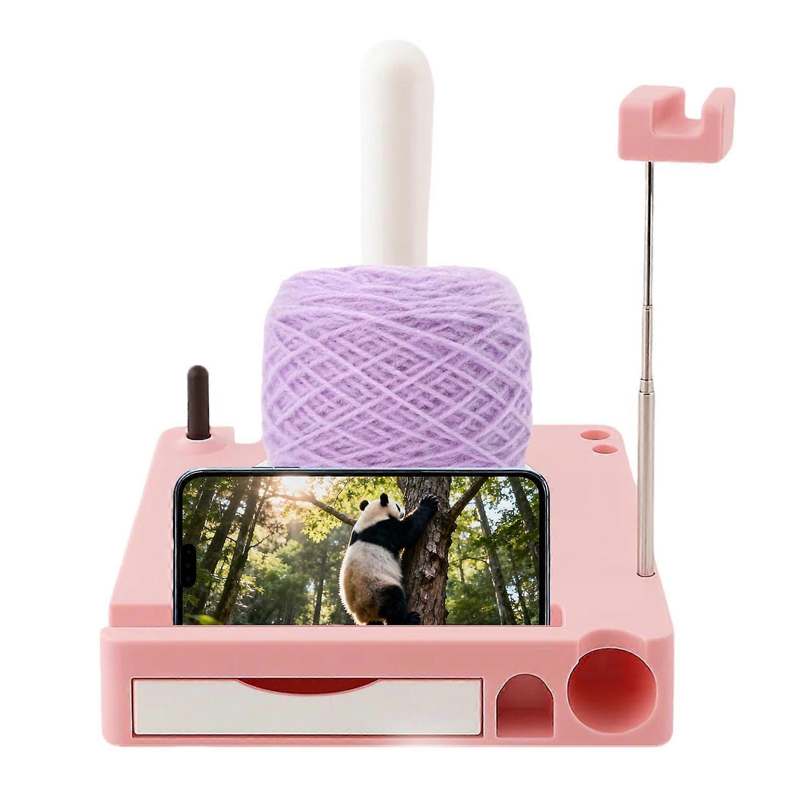 Portable Yarn Spool Box - Multi-Functional Crochet Caddy Detachable Spool Organizer with Phone Stand, Perfect for Knitting & Crocheting