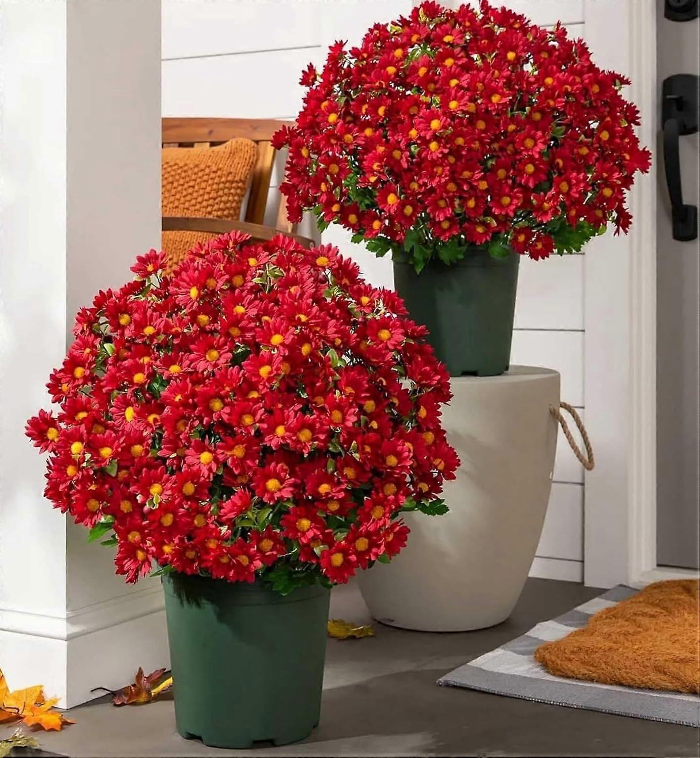 Eucalyptus Daisy Bundle - UV Resistant Waterproof Fall Decor for Autumn, 5 Count Red