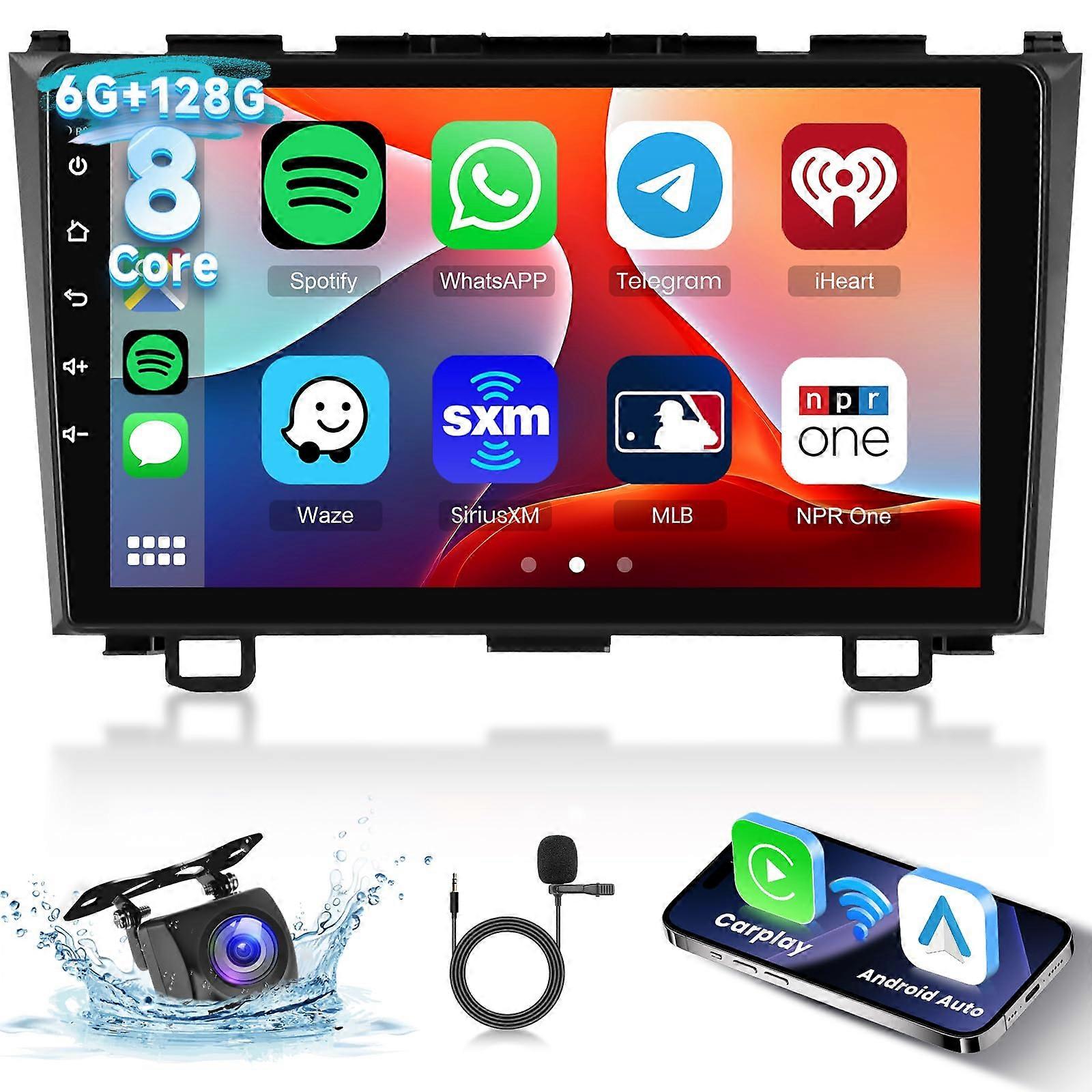 9' Android Stereo Wireless CarPlay Android Auto GPS DSP 6GB+128GB for Honda CRV 20072011