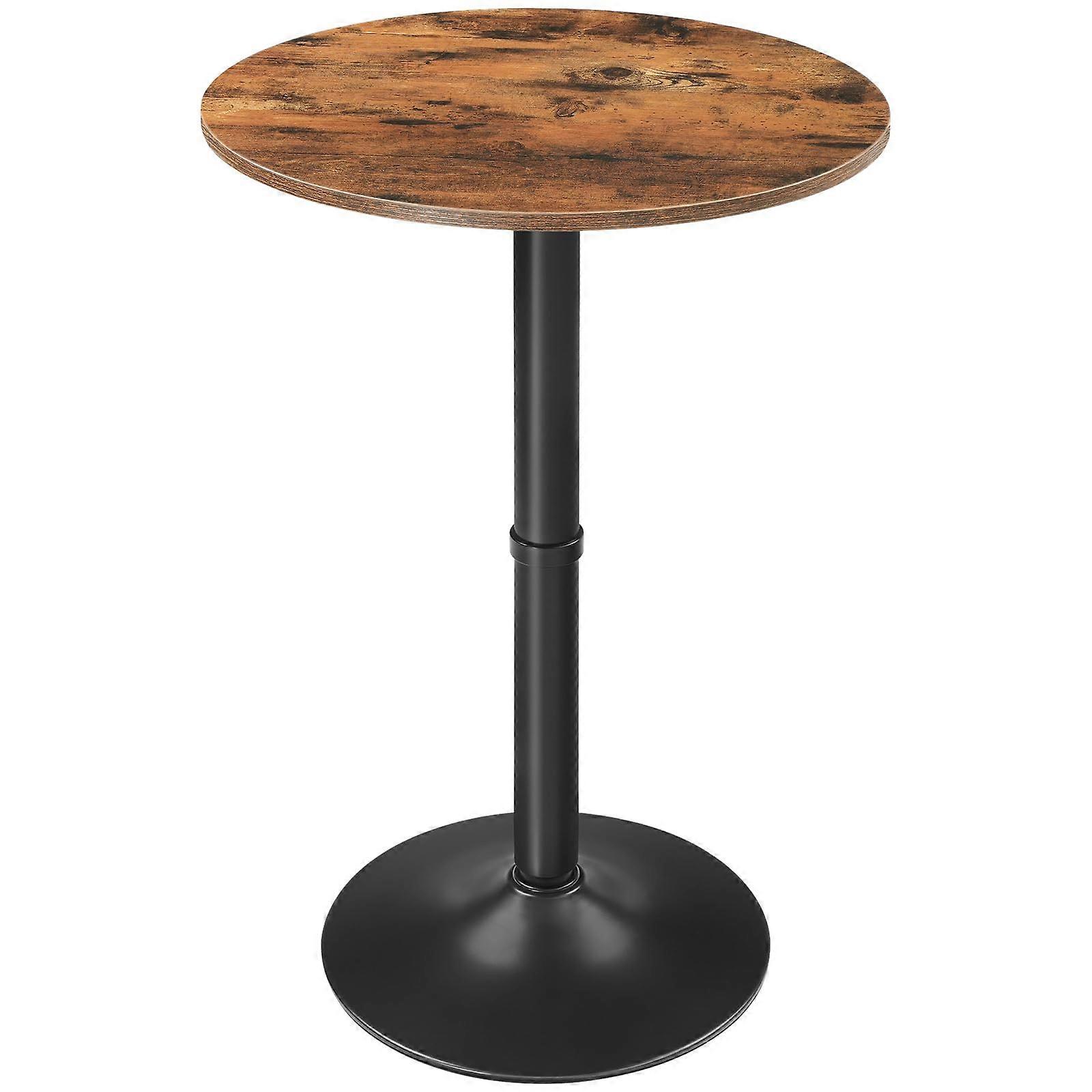Rustic Brown Bar Height Pub Table 35in Round Cocktail Table with Metal Base for Small Spaces