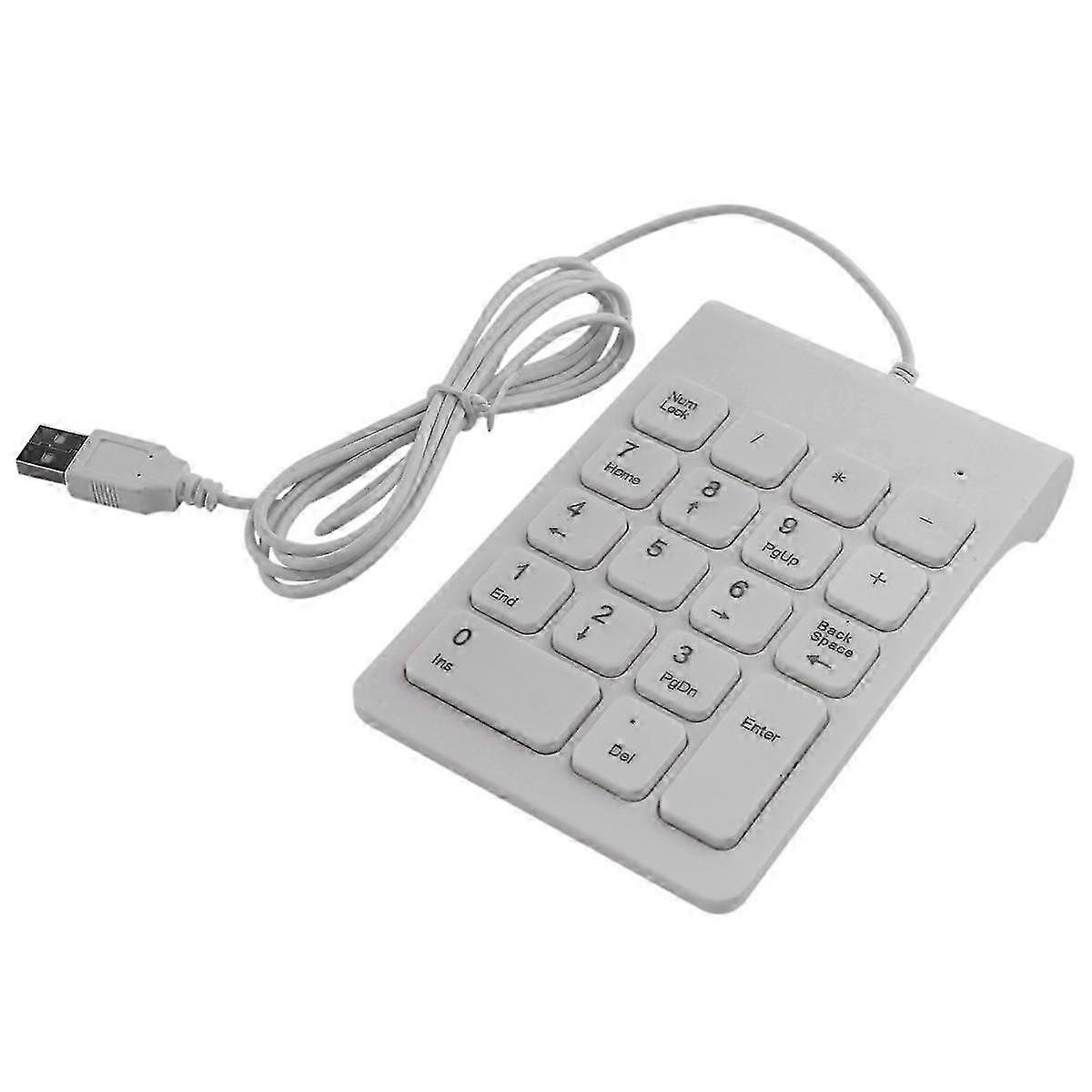Mini USB Wired Numeric Keypad Numpad 18 Keys Digital Keyboard for Accounting Teller Laptop Windows Android Notebook Tablets PC (White)